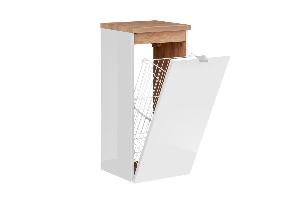 Skrinka s košom na prádlo Capri 811 biely lesk/Dub zlatý Vnútro skrinky 