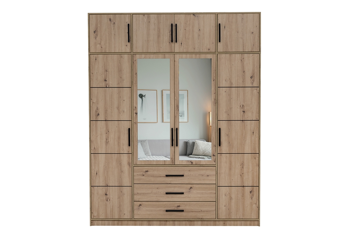 Skriňa s nadstavcom Kos D4 196 cm - Dub artisan Skriňa štvordverová z nadstawka Kos D4 196 cm - Dub artisan 