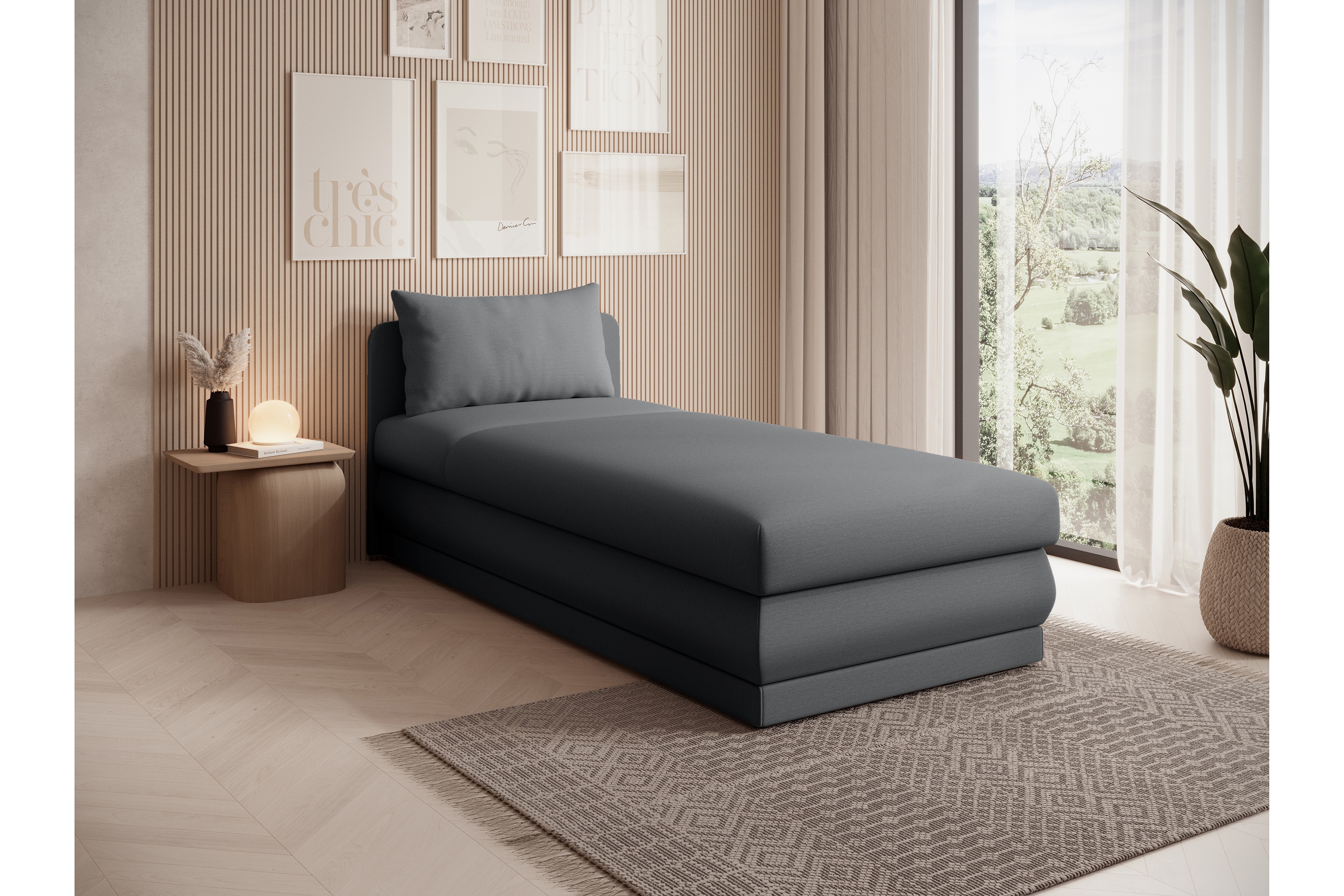 Detská pohovka jednolôžkova Kodil I S vnútorným úložným priestorom- šedá plecionka Ado 1614 Gargoyle Detská pohovka jednolôžkova Kodil I S vnútorným úložným priestorom - šedá plecionka Ado 1614 Gargoyle