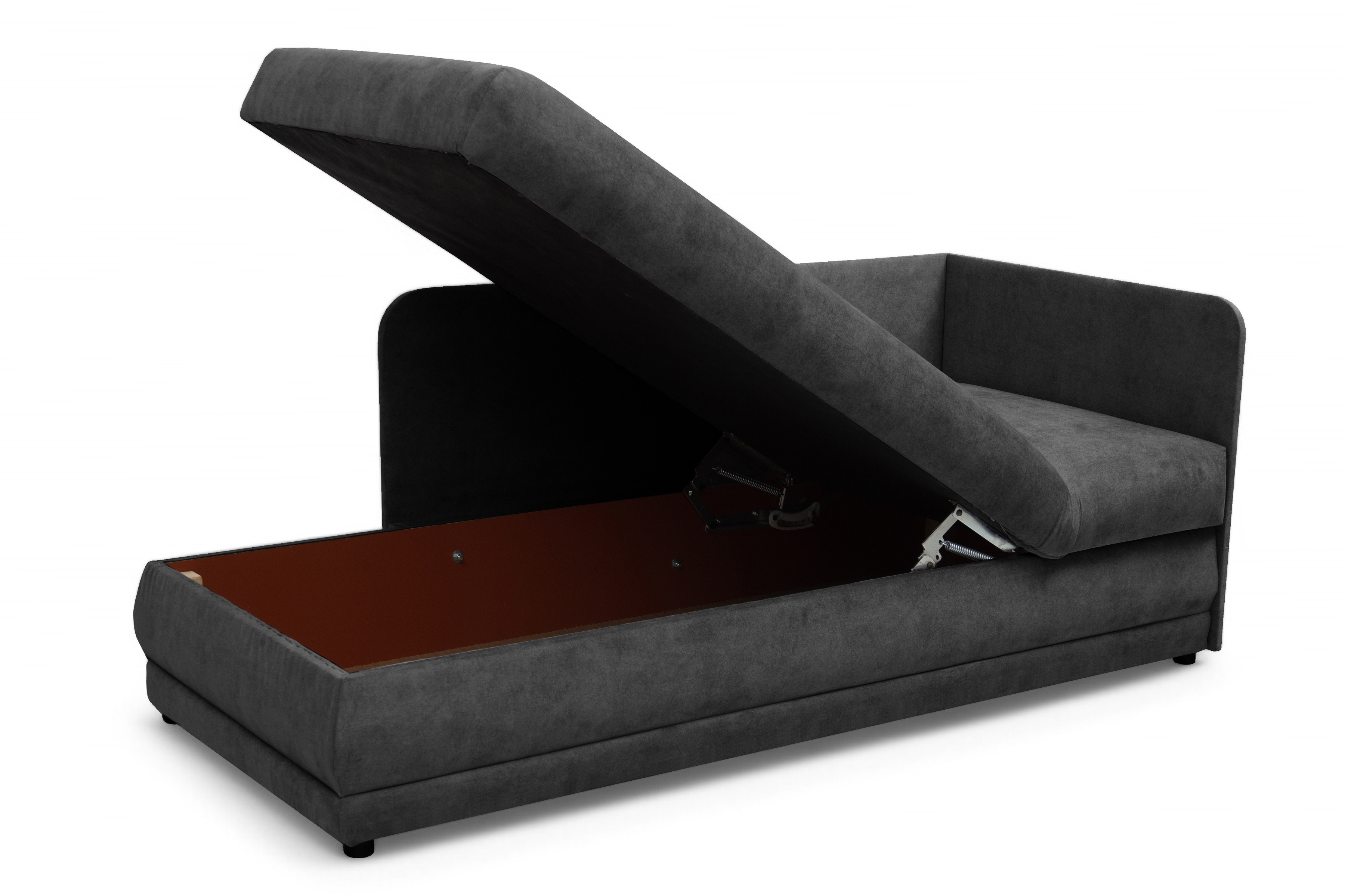 Váľanda Kodil II ľavá - grafitový ľahkočistiaci zamat Zetta 305 Detská pohovka jednolôžkova Kodil II s úložným priestorom Ľavá strana - Grafitový zamat ľahkočistiaci Zetta 305