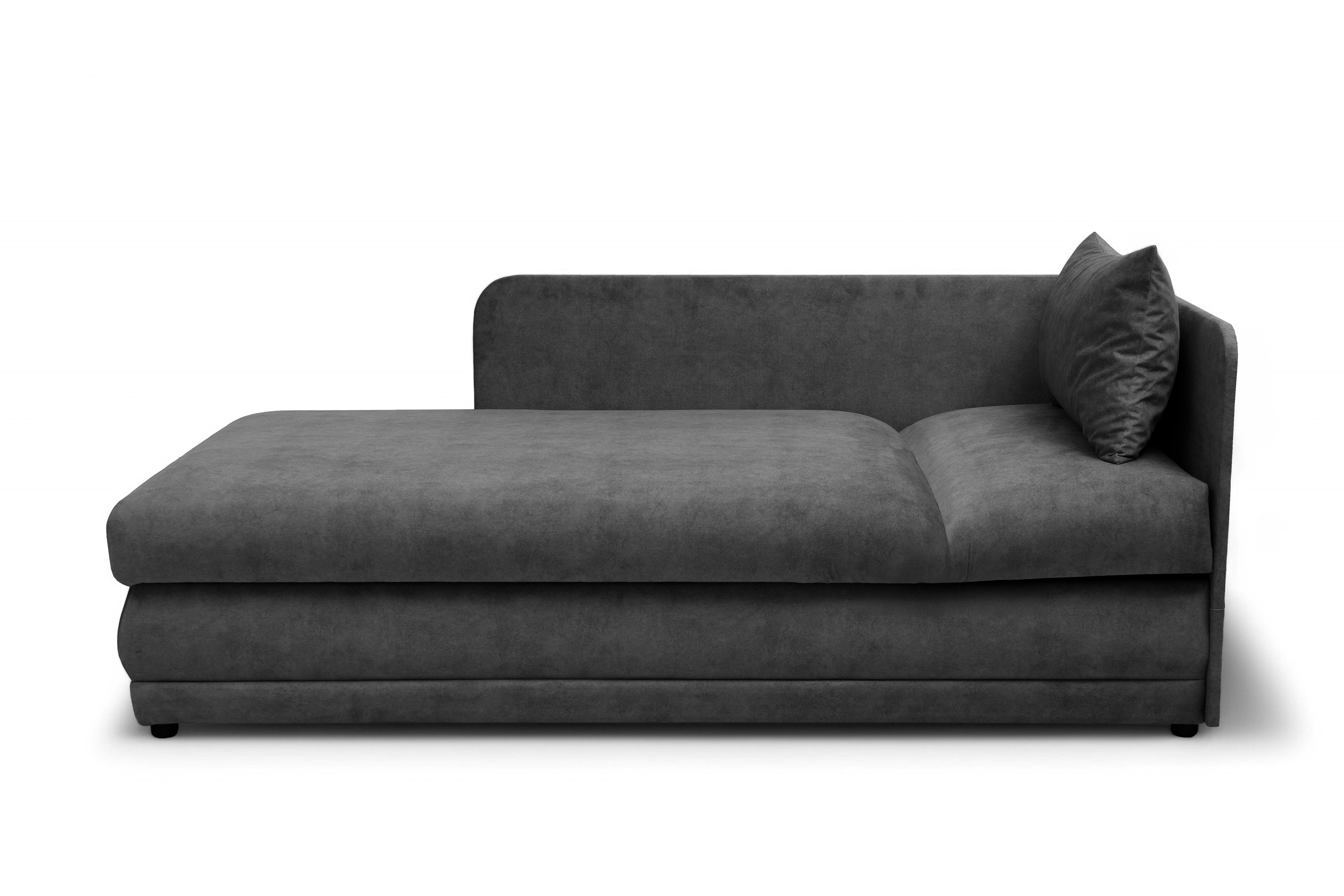 Váľanda Kodil II ľavá - grafitový ľahkočistiaci zamat Zetta 305 Detská pohovka jednolôžkova Kodil II s úložným priestorom Ľavá strana - Grafitový zamat ľahkočistiaci Zetta 305