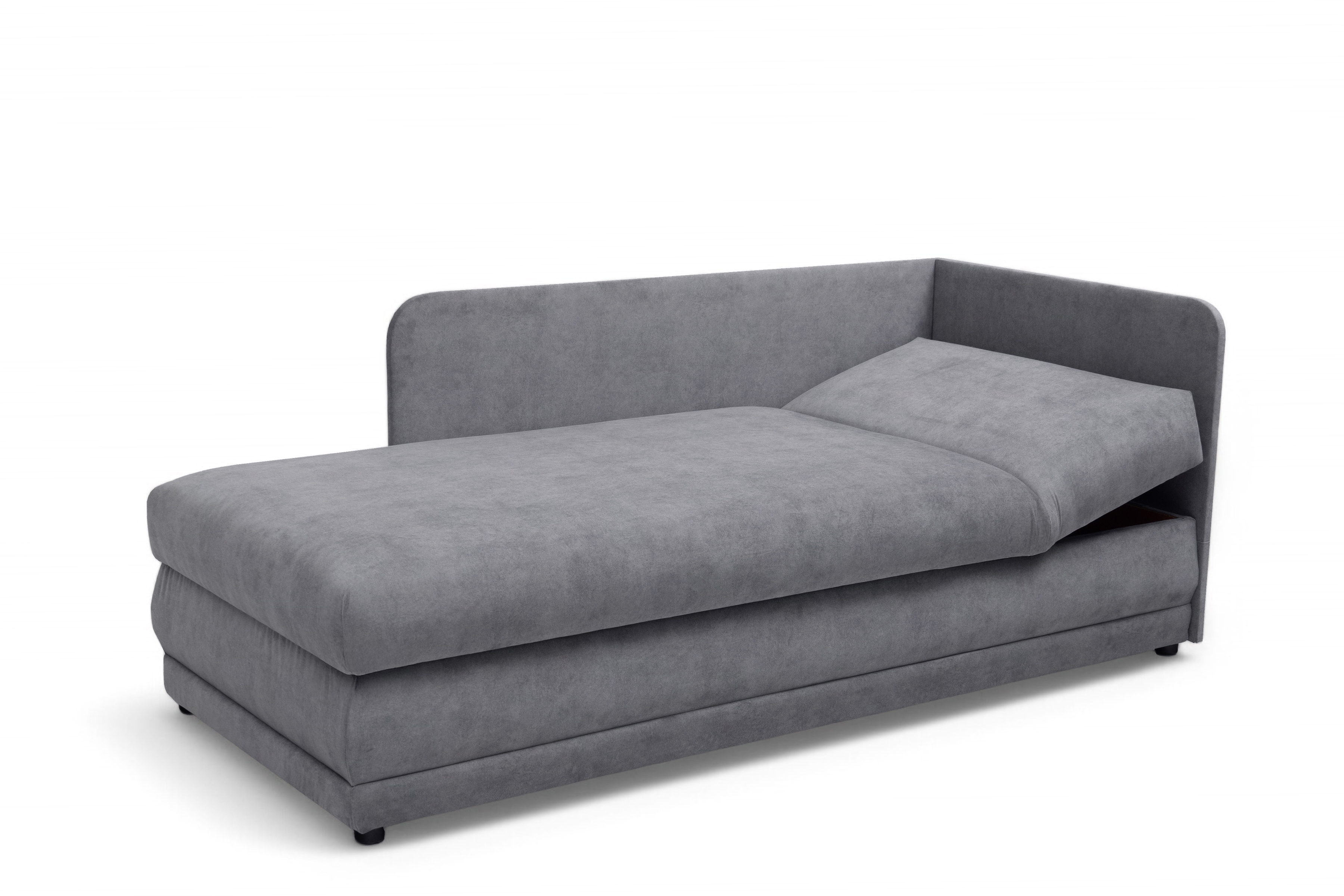 Váľanda Kodil II ľavá - šedý ľahkočistiaci zamat Zetta 302 Detská pohovka jednolôžkova Kodil II s úložným priestorom Ľavá strana - šedý zamat ľahkočistiaci Zetta 302