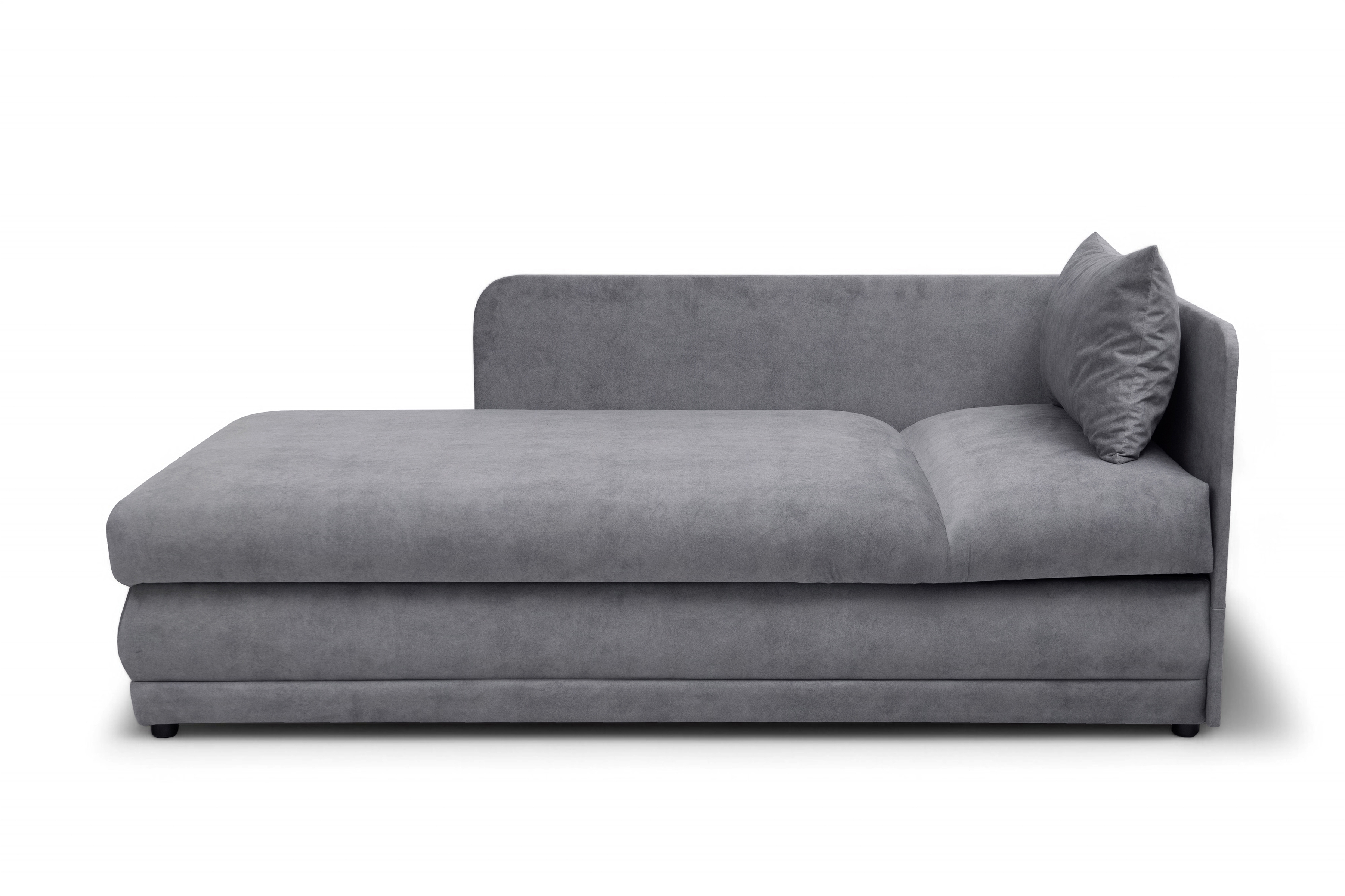 Váľanda Kodil II ľavá - šedý ľahkočistiaci zamat Zetta 302 Detská pohovka jednolôžkova Kodil II s úložným priestorom Ľavá strana - šedý zamat ľahkočistiaci Zetta 302