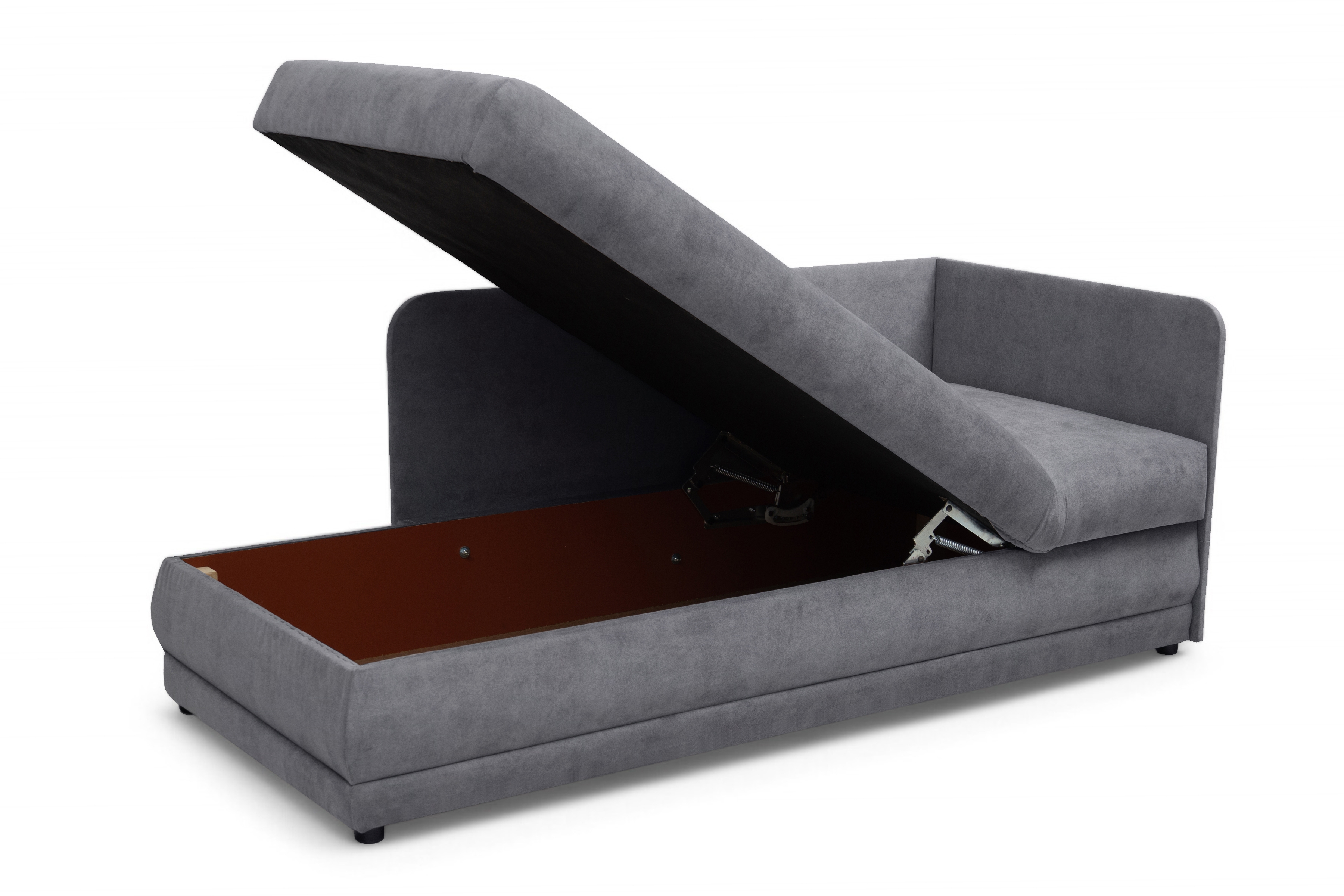 Váľanda Kodil II ľavá - šedý ľahkočistiaci zamat Zetta 302 Detská pohovka jednolôžkova Kodil II s úložným priestorom Ľavá strana - šedý zamat ľahkočistiaci Zetta 302