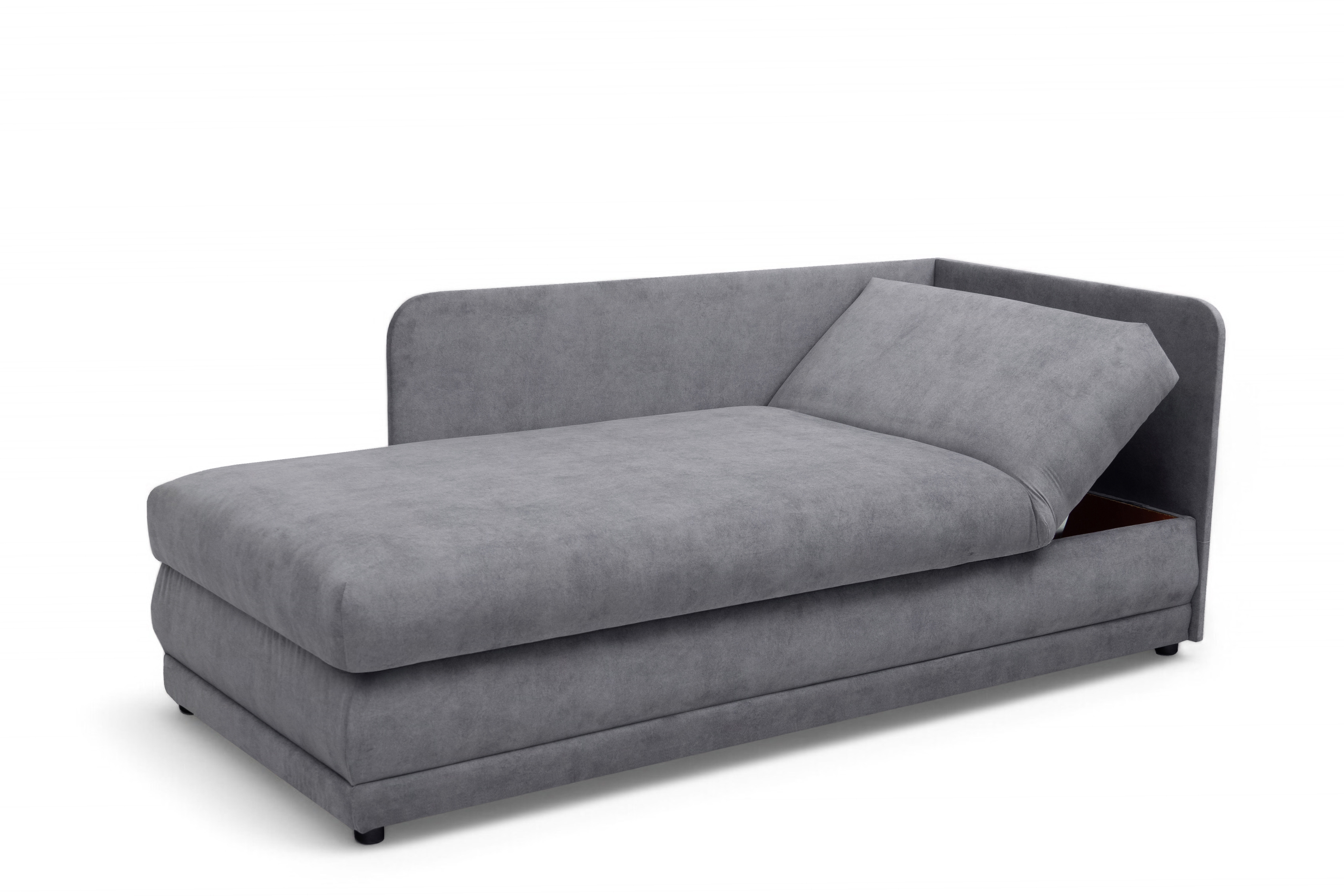 Váľanda Kodil II ľavá - šedý ľahkočistiaci zamat Zetta 302 Detská pohovka jednolôžkova Kodil II s úložným priestorom Ľavá strana - šedý zamat ľahkočistiaci Zetta 302