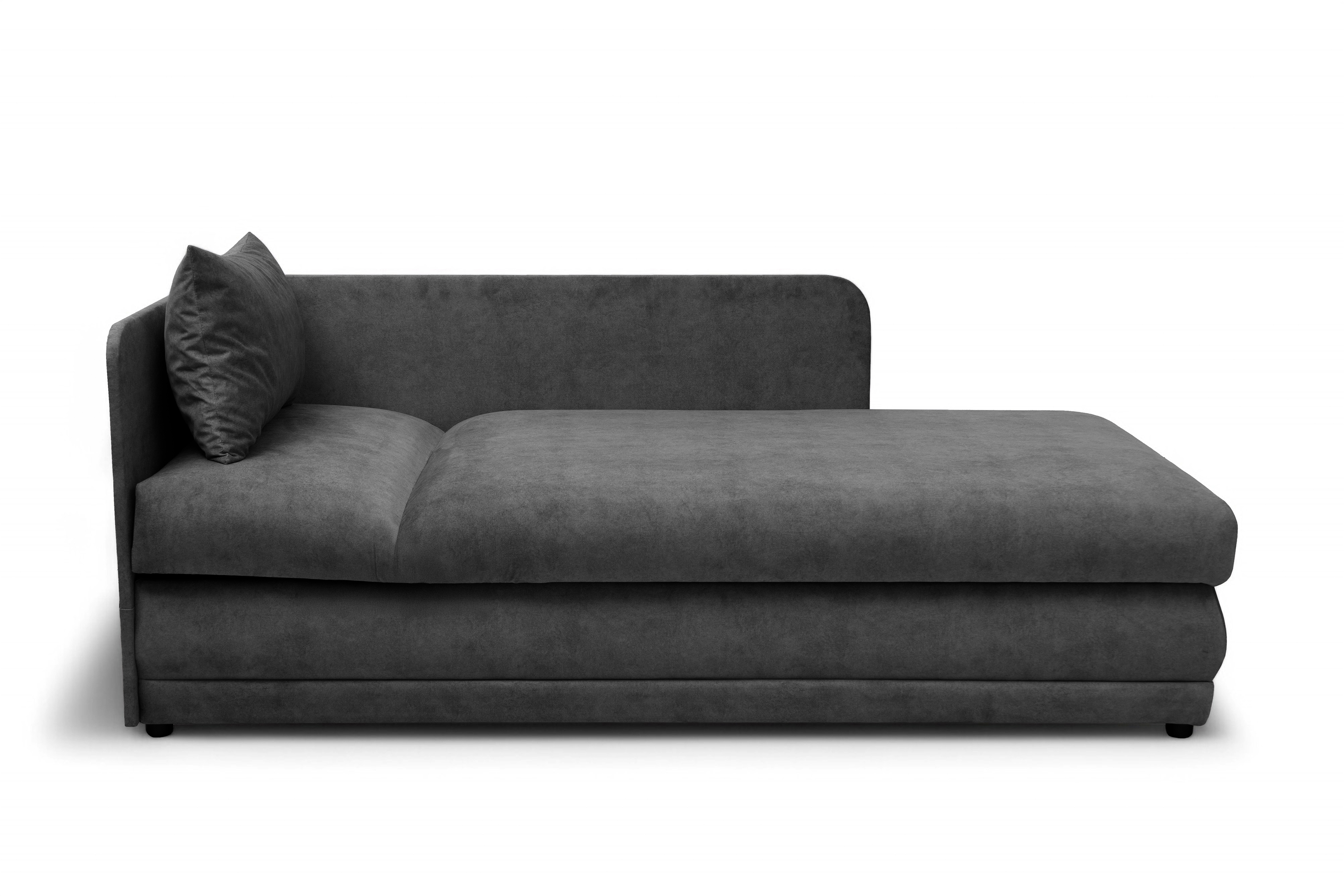 Váľanda Kodil II pravá - grafitový ľahkočistiaci zamat Zetta 305 Detská pohovka jednolôžkova Kodil II s úložným priestorom pravá strana - Grafitový zamat ľahkočistiaci Zetta 305 