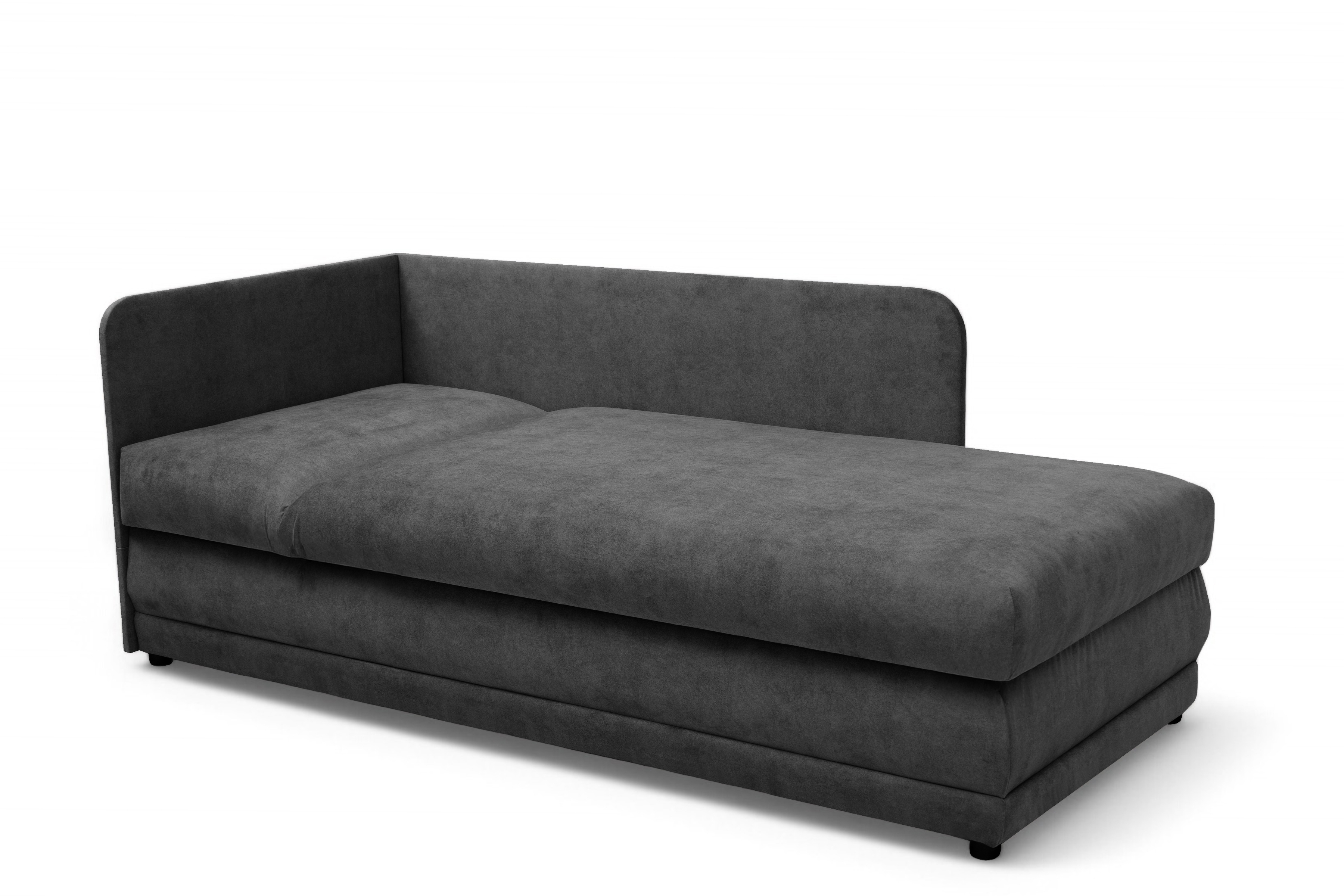 Váľanda Kodil II pravá - grafitový ľahkočistiaci zamat Zetta 305 Detská pohovka jednolôžkova Kodil II s úložným priestorom pravá strana - Grafitový zamat ľahkočistiaci Zetta 305 