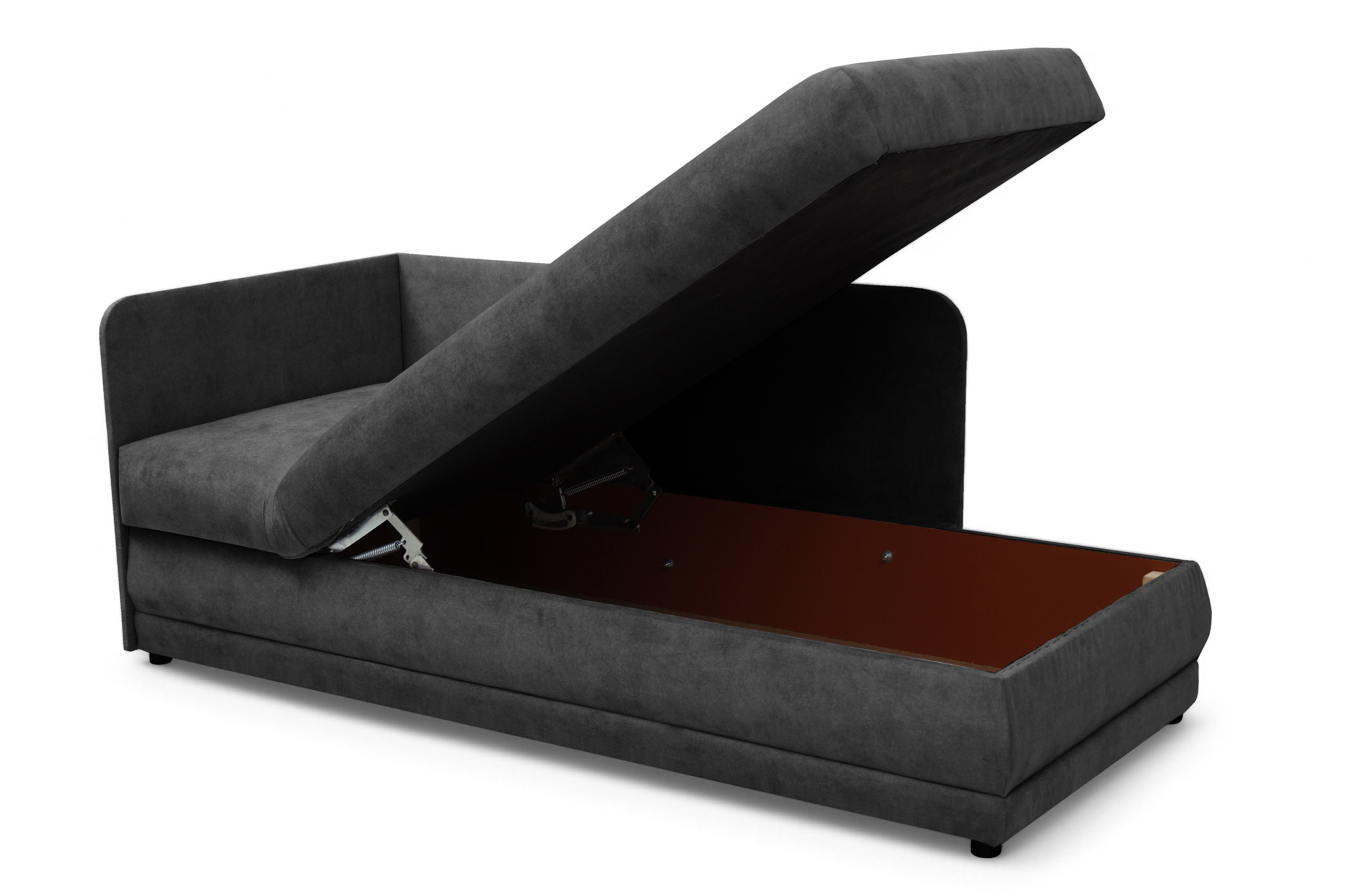 Váľanda Kodil II pravá - grafitový ľahkočistiaci zamat Zetta 305 Detská pohovka jednolôžkova Kodil II s úložným priestorom pravá strana - Grafitový zamat ľahkočistiaci Zetta 305 