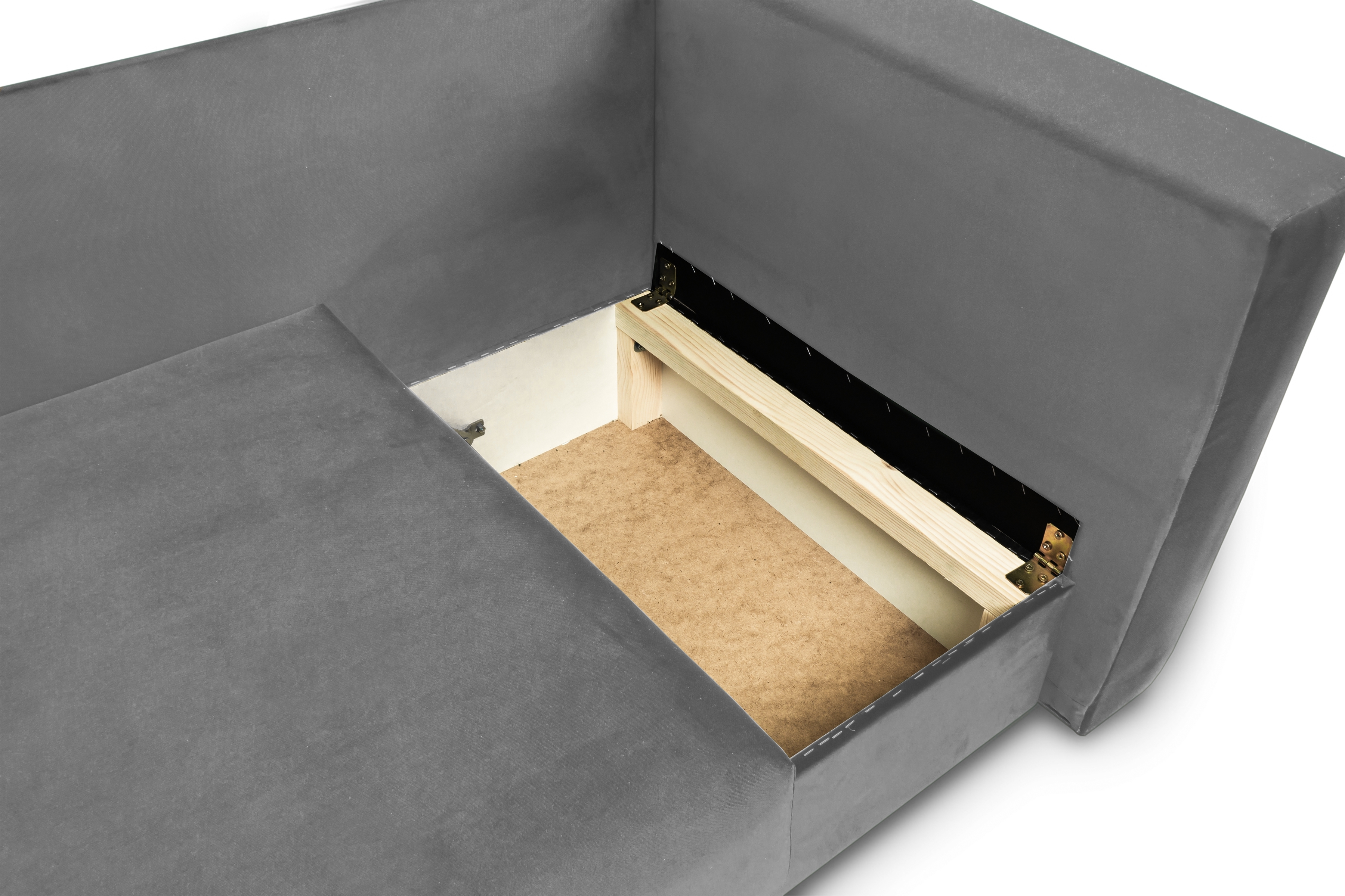 Váľanda Matej s úložným priestorom - 200x80 cm - sivý velúr Velluto 16 Detská pohovka/posteľ Ľavá strana rozkladany s úložným priestorom Maciek - šedý zamat Velluto 16