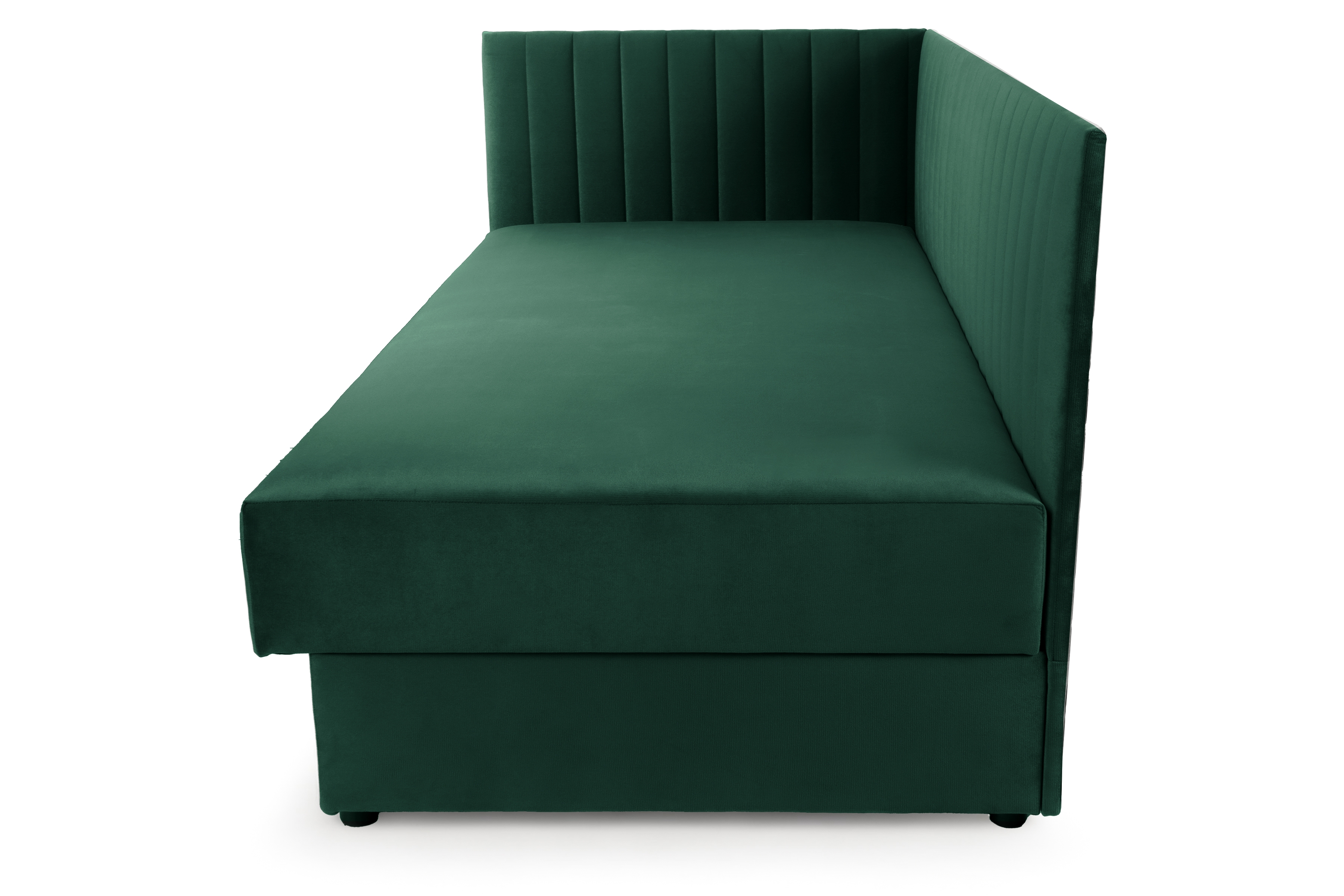 Váľanda Nutri s úložným priestorom ľavá - 186x80 cm - zelený velúr Zanzibar 162 Detská pohovka/posteľ ľavá strana s úložným priestorom Nutri - Zelený zamat Zanzibar 162, 186x80/80 cm