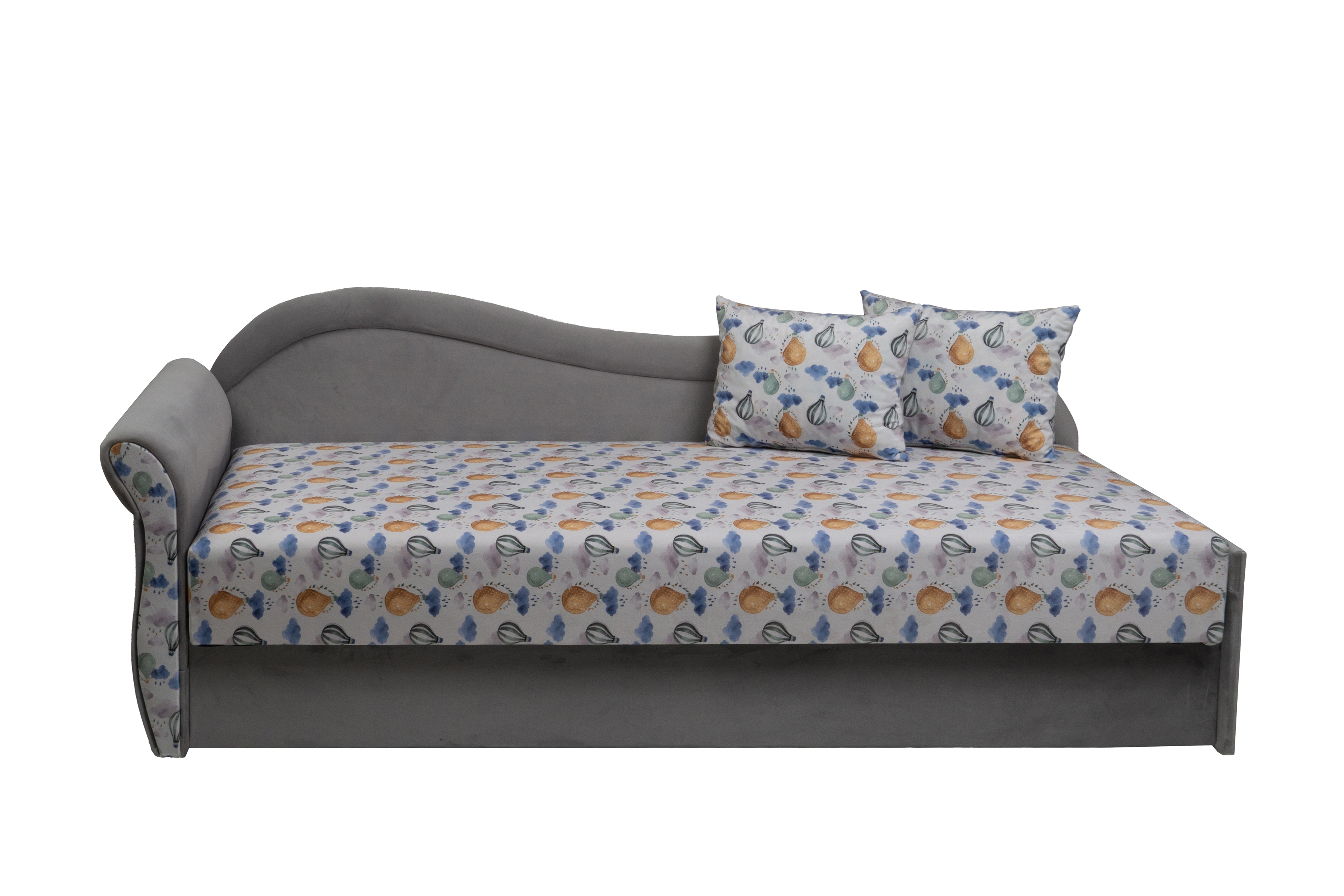 Váľanda Marek s úložným priestorom ľavá - Wonder Balony / Bluvel 03  Detská pohovka/posteľ Ľavá strana jednoosobové s úložným priestorom Marek - Wzor Wonder Balony + bluvel 03 