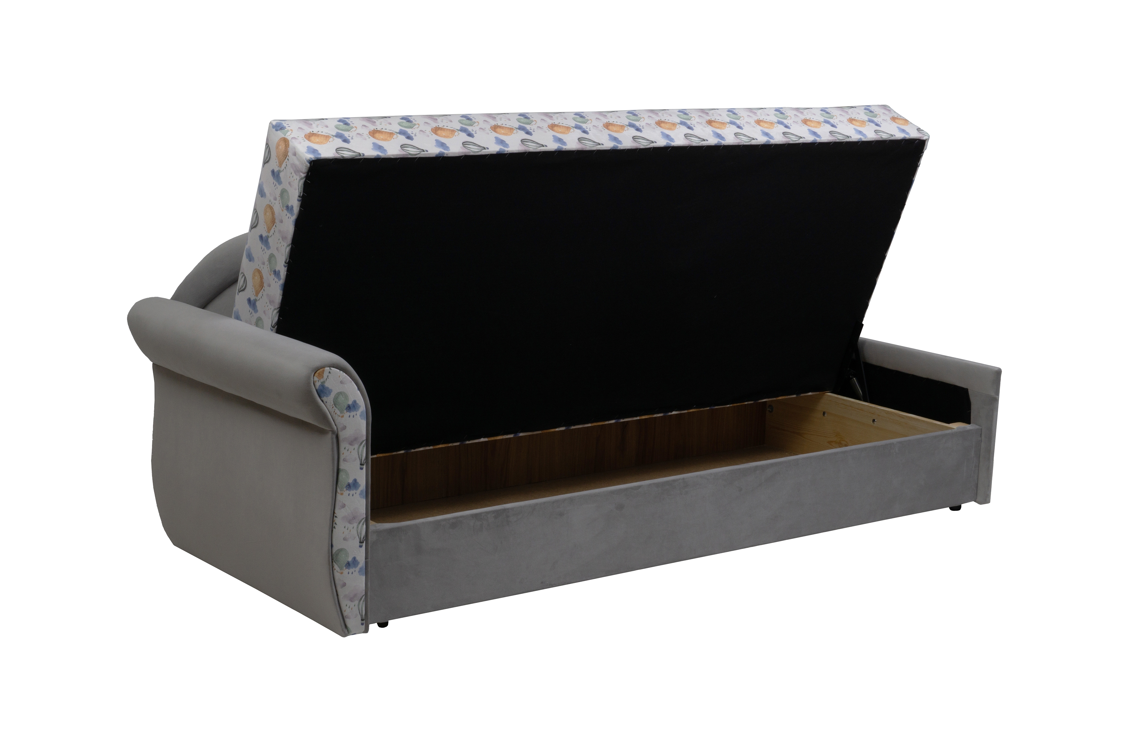 Váľanda Marek s úložným priestorom ľavá - Wonder Balony / Bluvel 03  Detská pohovka/posteľ Ľavá strana jednoosobové s úložným priestorom Marek - Wzor Wonder Balony + bluvel 03 