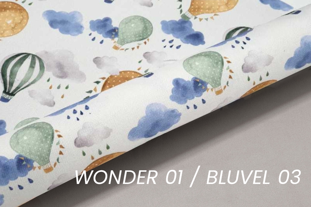 Váľanda Marek s úložným priestorom ľavá - Wonder Balony / Bluvel 03  Detská pohovka/posteľ Ľavá strana jednoosobové s úložným priestorom Marek - Wzor Wonder Balony + bluvel 03 