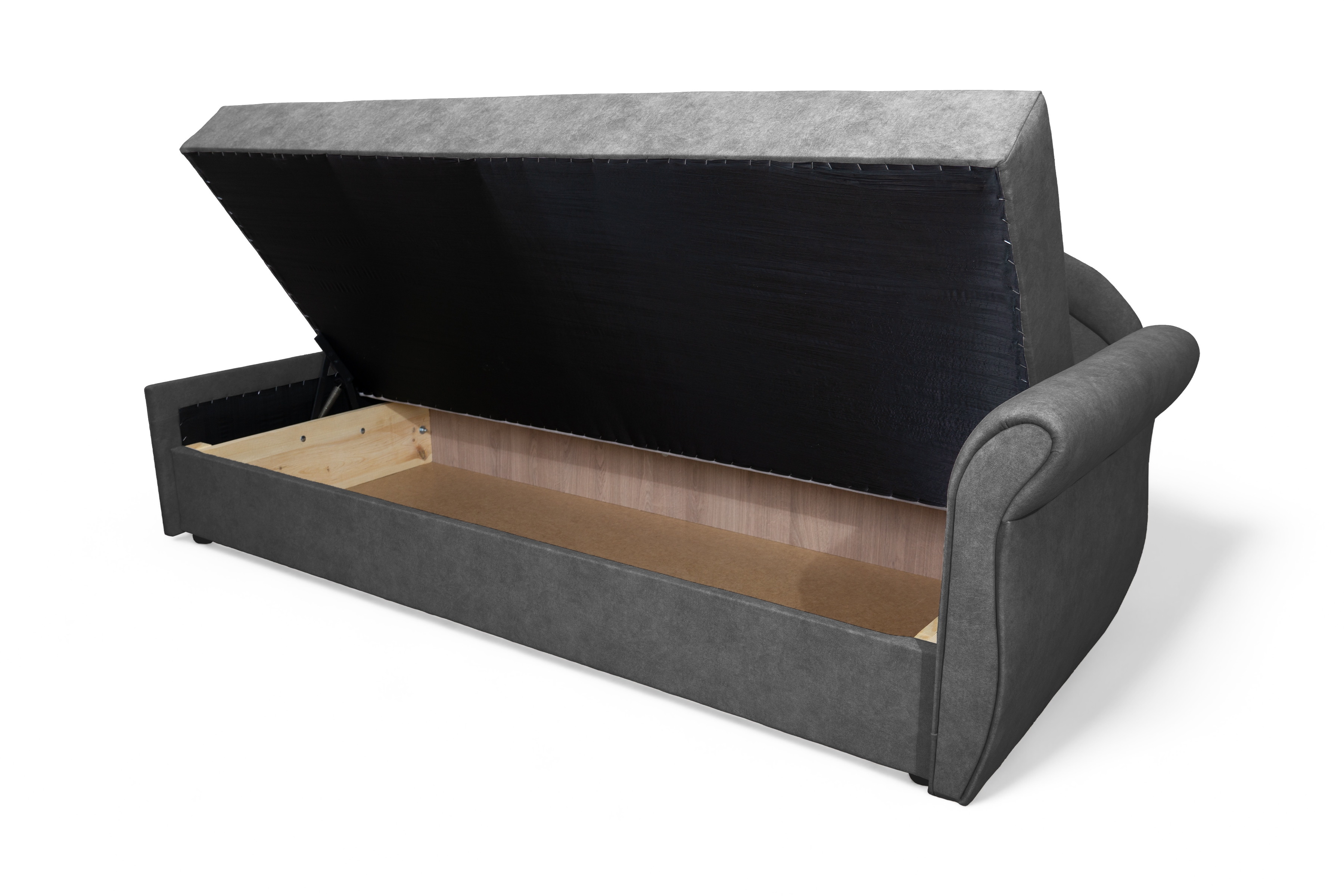 Válenda Marek pravá s úložným prostorem - šedá látka Cloud 91 Dětská pohovka/postel pravá jednoosobowe s úložným prostorem Marek - šedý welwet Cloud 91