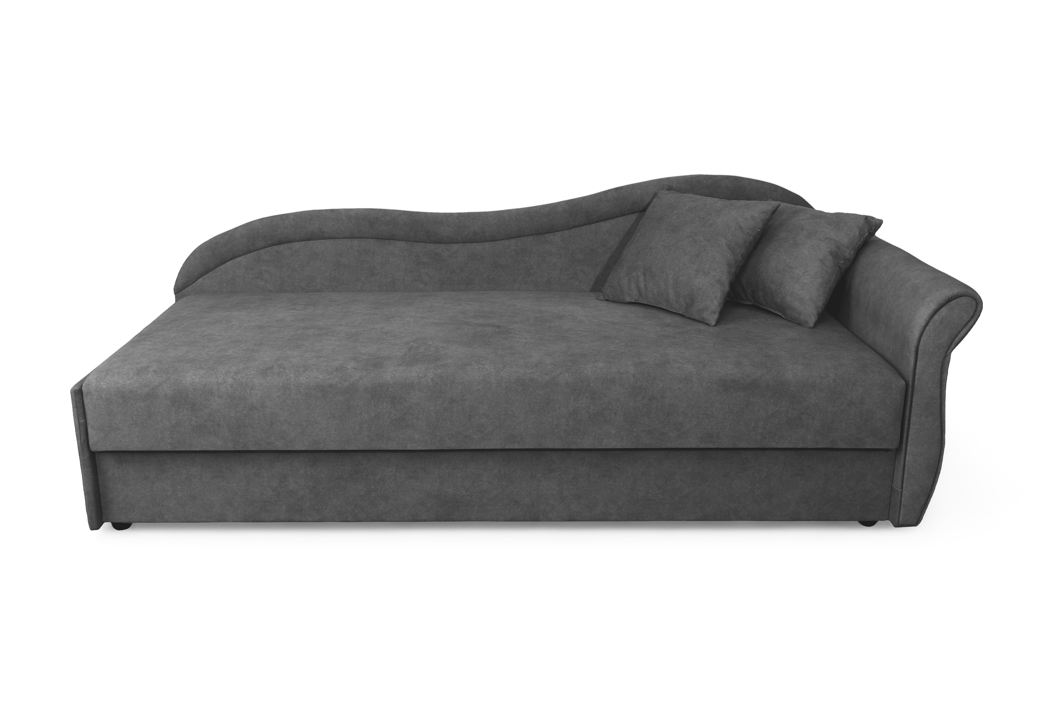 Válenda Marek pravá s úložným prostorem - šedá látka Cloud 91 Dětská pohovka/postel pravá jednoosobowe s úložným prostorem Marek - šedý welwet Cloud 91