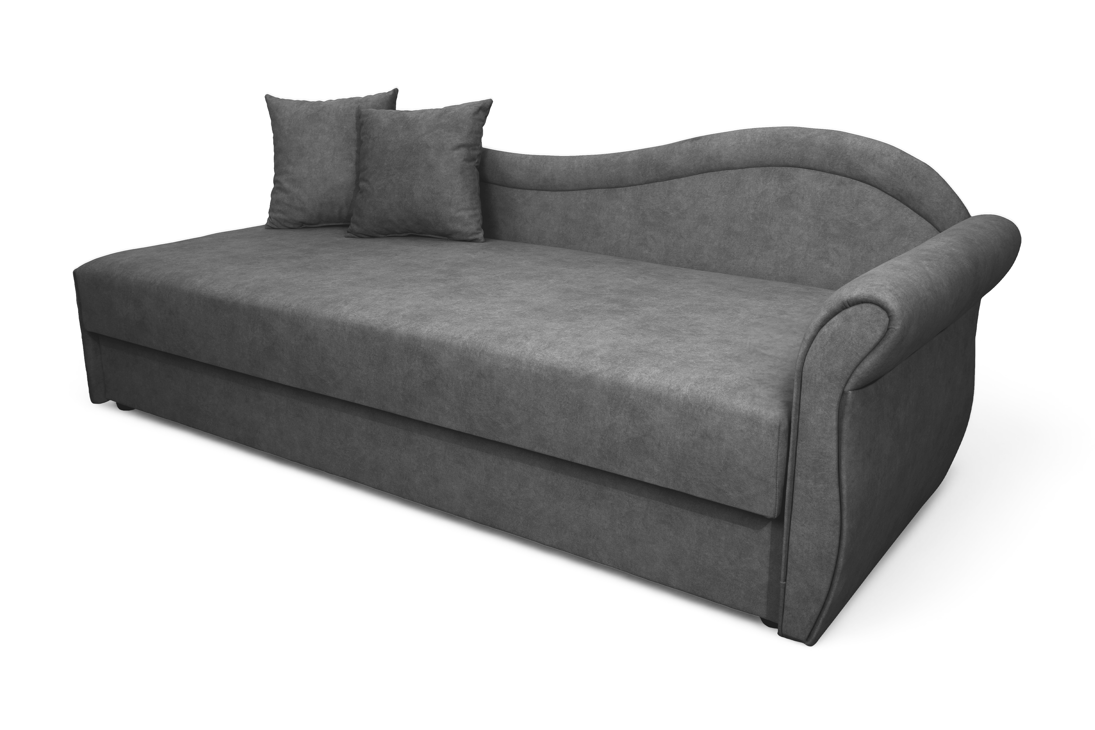 Válenda Marek pravá s úložným prostorem - šedá látka Cloud 91 Dětská pohovka/postel pravá jednoosobowe s úložným prostorem Marek - šedý welwet Cloud 91