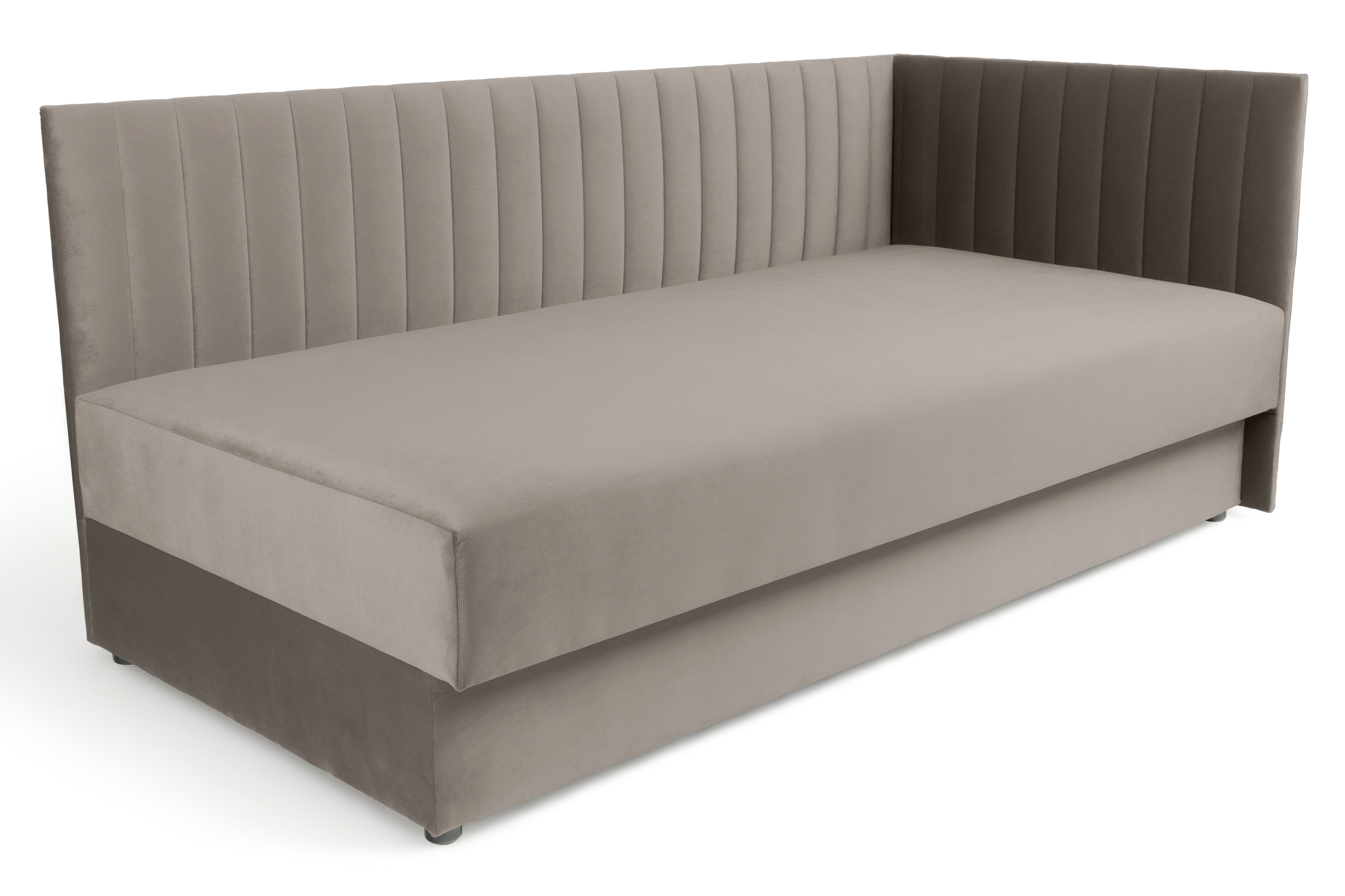 Váľanda Nutri pravá - béžový zamat Zanzibar 108 - 186x90/80 cm Detská pohovka/posteľ pravá strana s úložným priestorom Nutri - béžový zamat Zanzibar 108, 186x90/80 cm