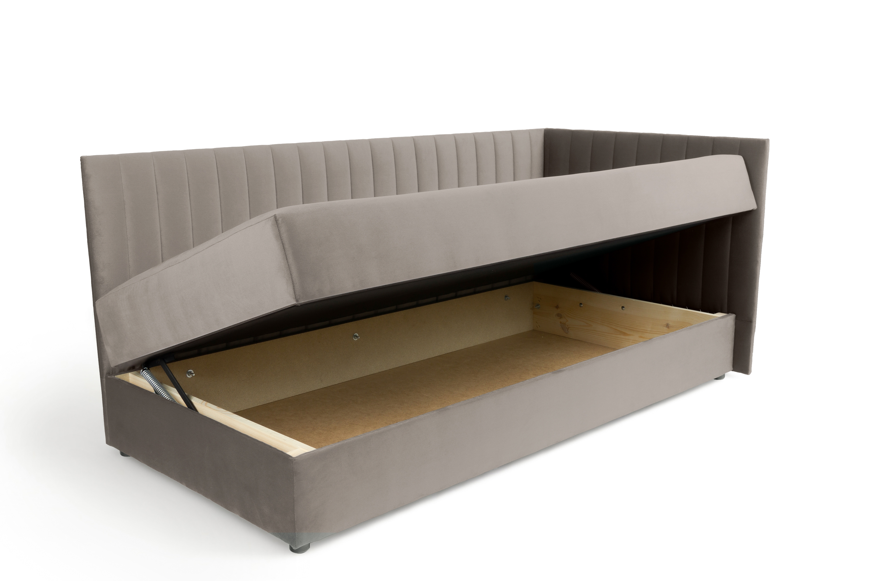 Váľanda Nutri pravá - béžový zamat Zanzibar 108 - 186x90/80 cm Detská pohovka/posteľ pravá strana s úložným priestorom Nutri - béžový zamat Zanzibar 108, 186x90/80 cm