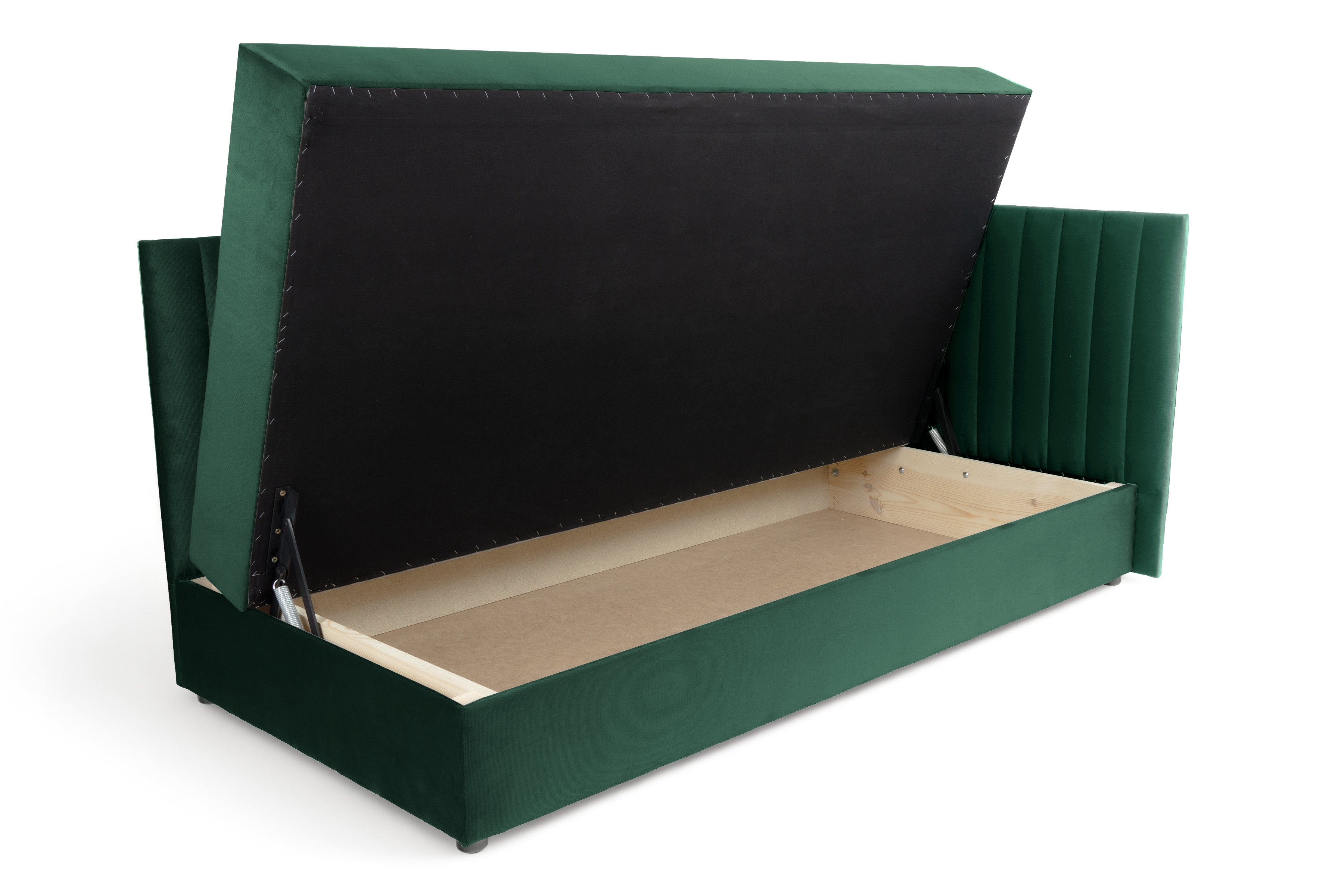 Váľanda Nutri s úložným priestorom pravá - 186x90 cm - zelený velúr Zanzibar 162 Detská pohovka/posteľ pravá strana s úložným priestorom Nutri - Zelený zamat Zanzibar 162, 186x90/100 cm