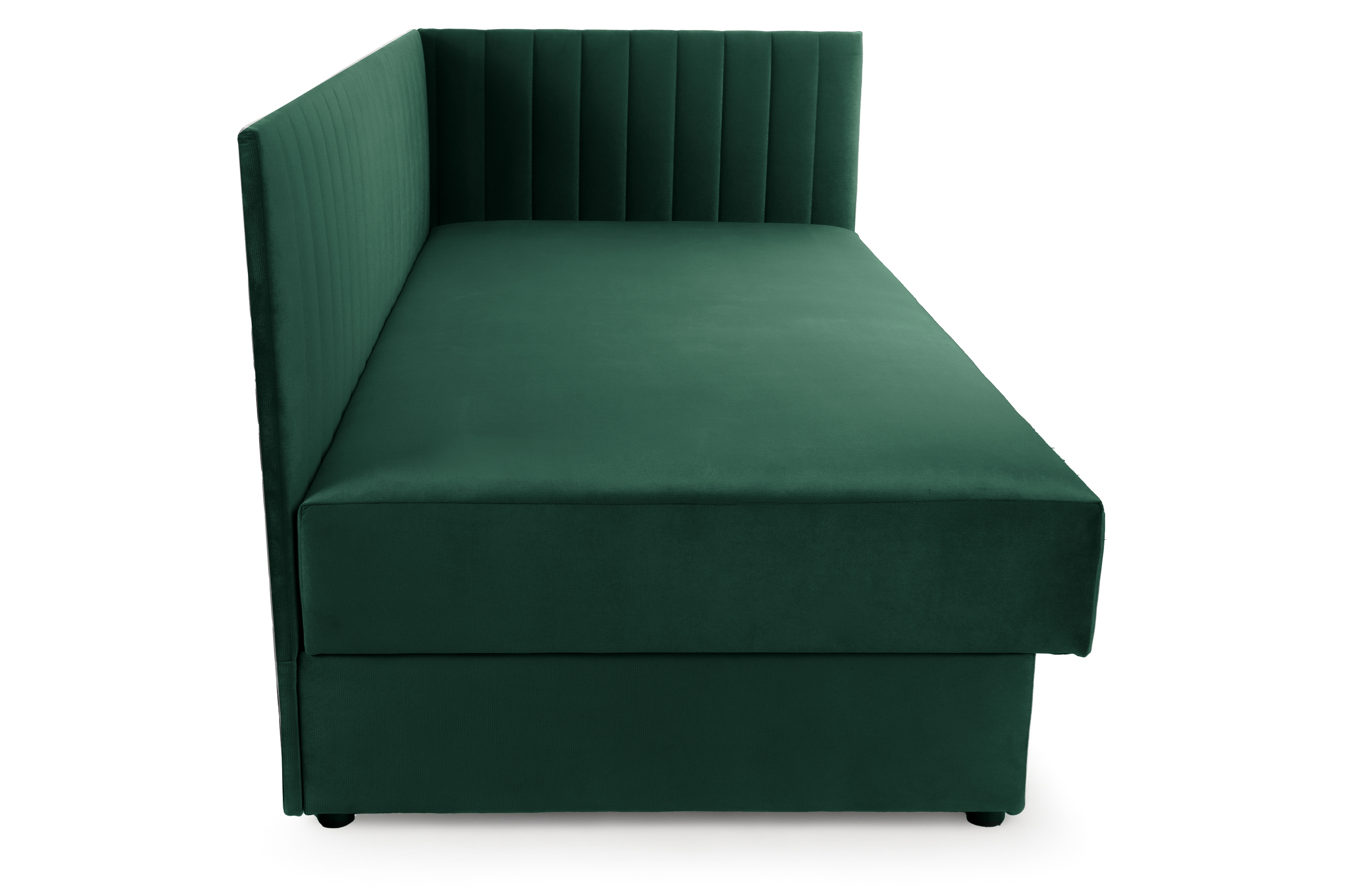 Váľanda Nutri pravá - zelený zamat Zanzibar 162 - 186x90/80 cm Detská pohovka/posteľ pravá strana s úložným priestorom Nutri - Zelený zamat Zanzibar 162, 186x90/80 cm