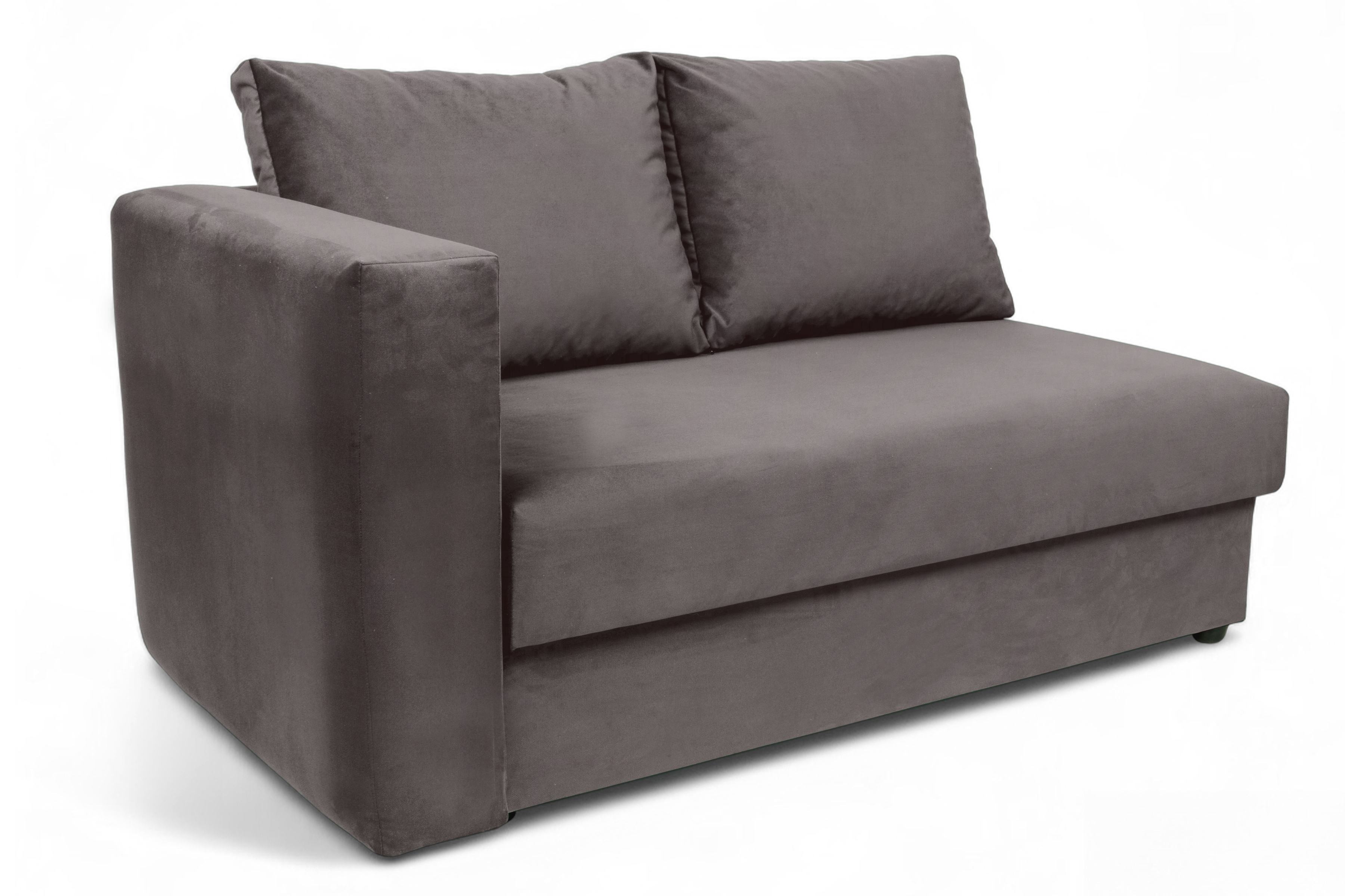 Váľanda Matej s úložným priestorom pravá - 200x80 cm - hnedý velúr Velluto 17 Detská pohovka/posteľ pravá strana rozkladany s úložným priestorom Maciek - Hnedý zamat Velluto 17