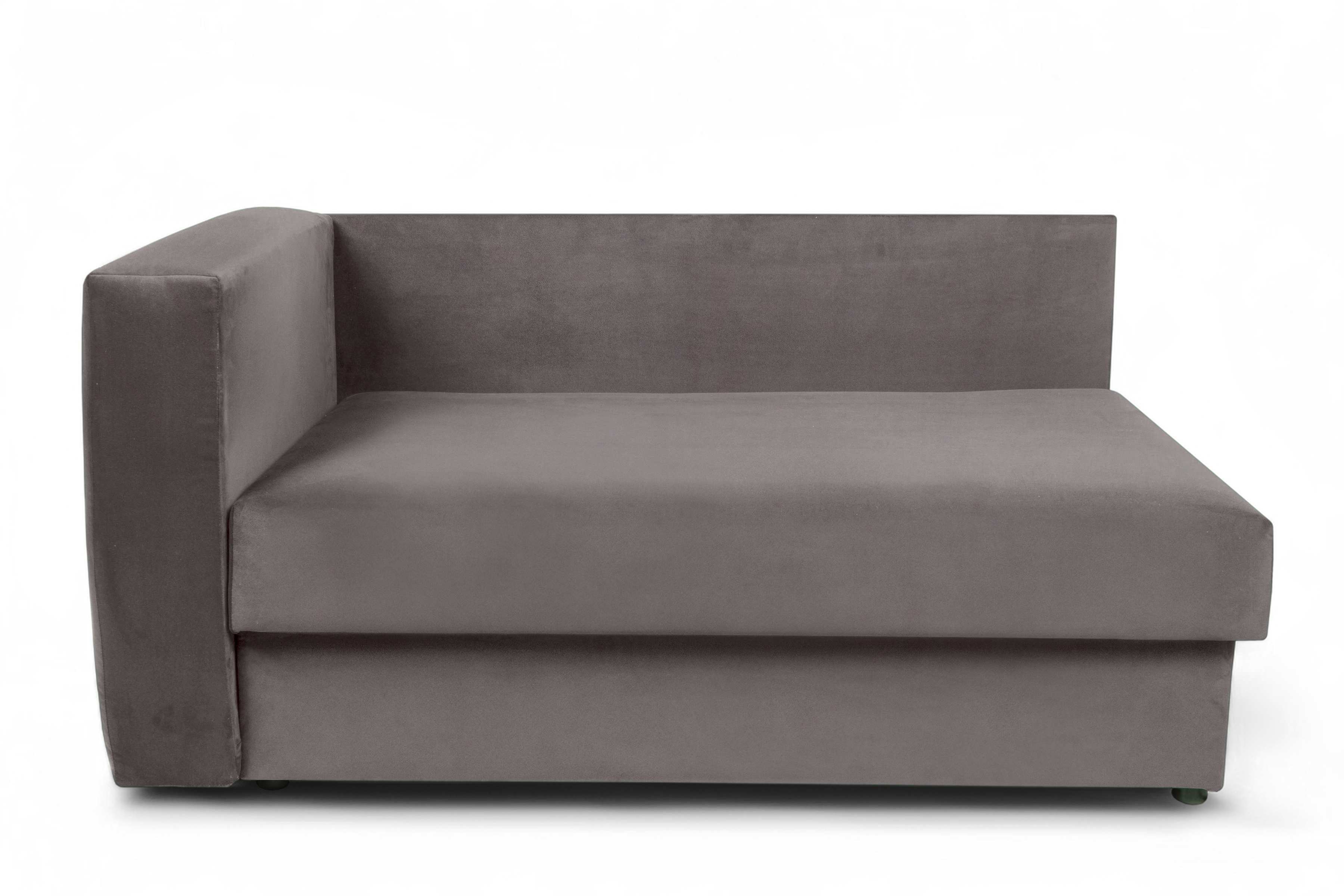 Váľanda Matej s úložným priestorom pravá - 200x80 cm - hnedý velúr Velluto 17 Detská pohovka/posteľ pravá strana rozkladany s úložným priestorom Maciek - Hnedý zamat Velluto 17