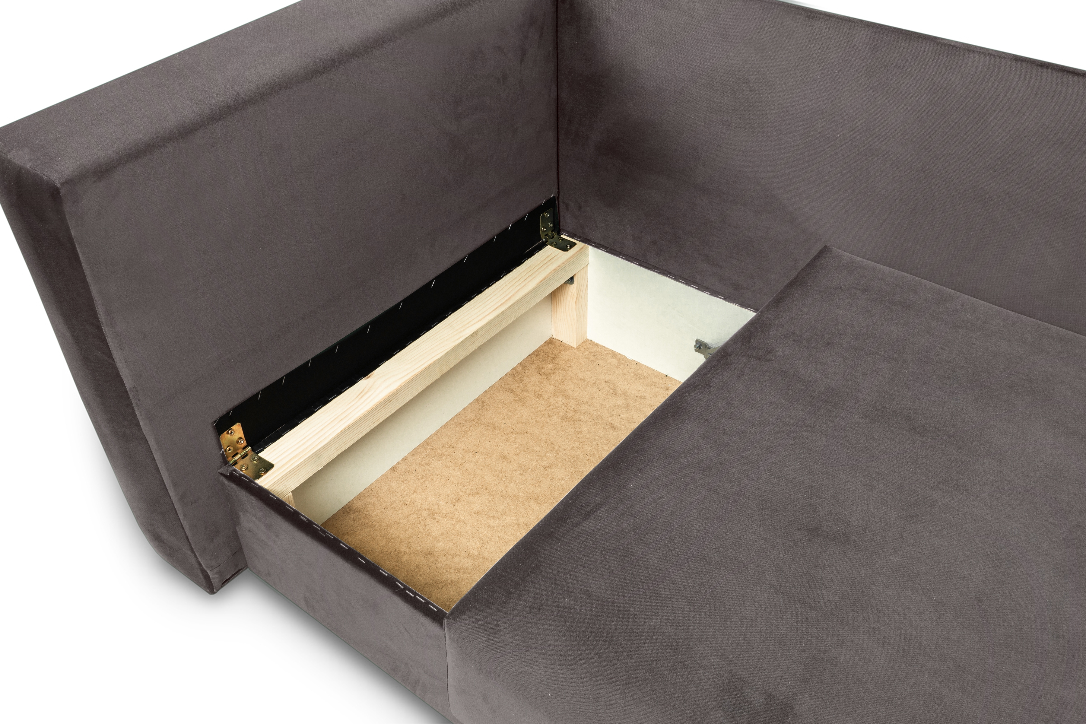 Váľanda Matej s úložným priestorom pravá - 200x80 cm - hnedý velúr Velluto 17 Detská pohovka/posteľ pravá strana rozkladany s úložným priestorom Maciek - Hnedý zamat Velluto 17