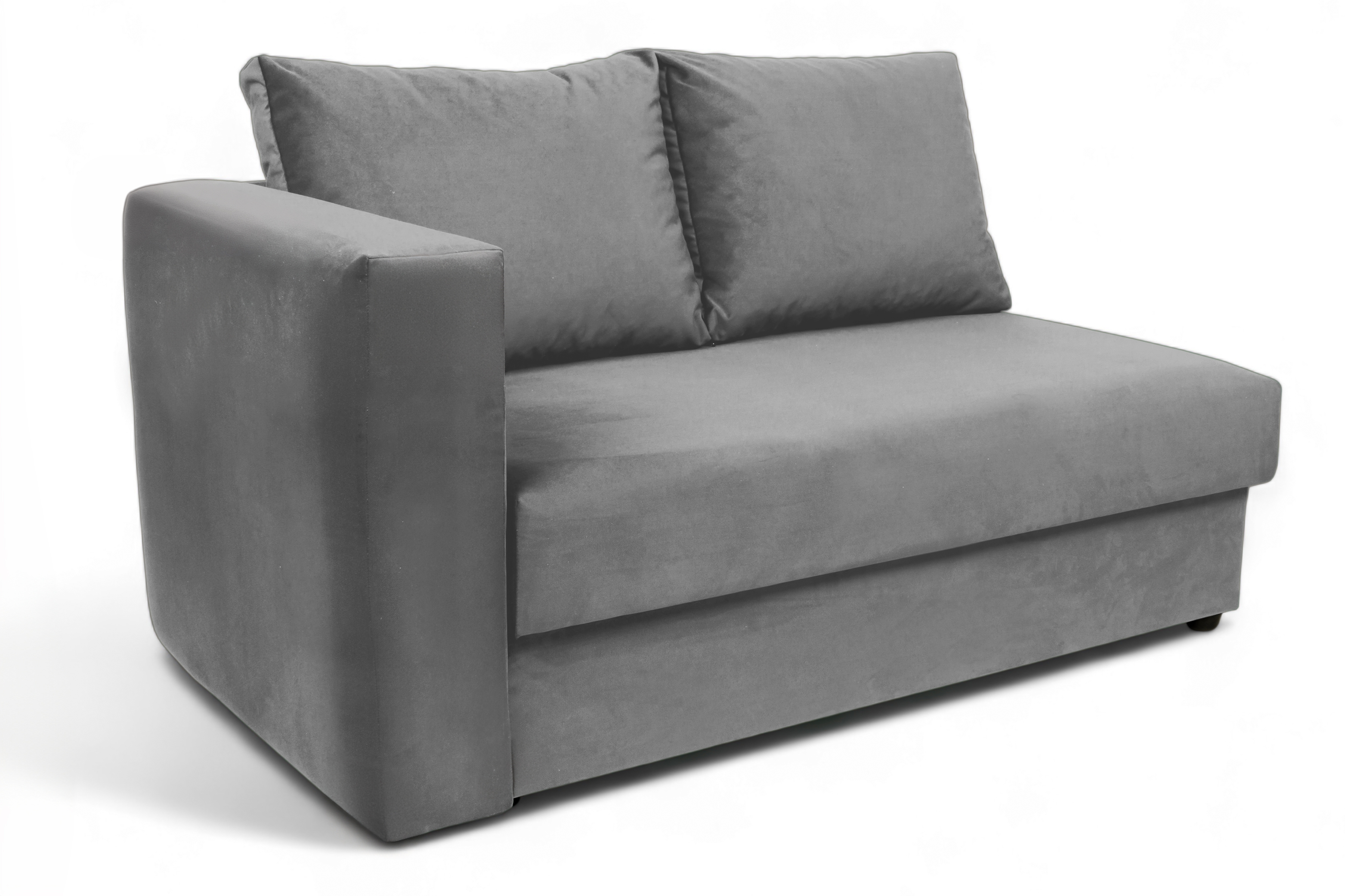 Váľanda Matej pravá 200x80 cm s úložným priestorom – sivý velúr Velluto 16 Detská pohovka/posteľ pravá strana rozkladany s úložným priestorom Maciek - šedý zamat Velluto 16