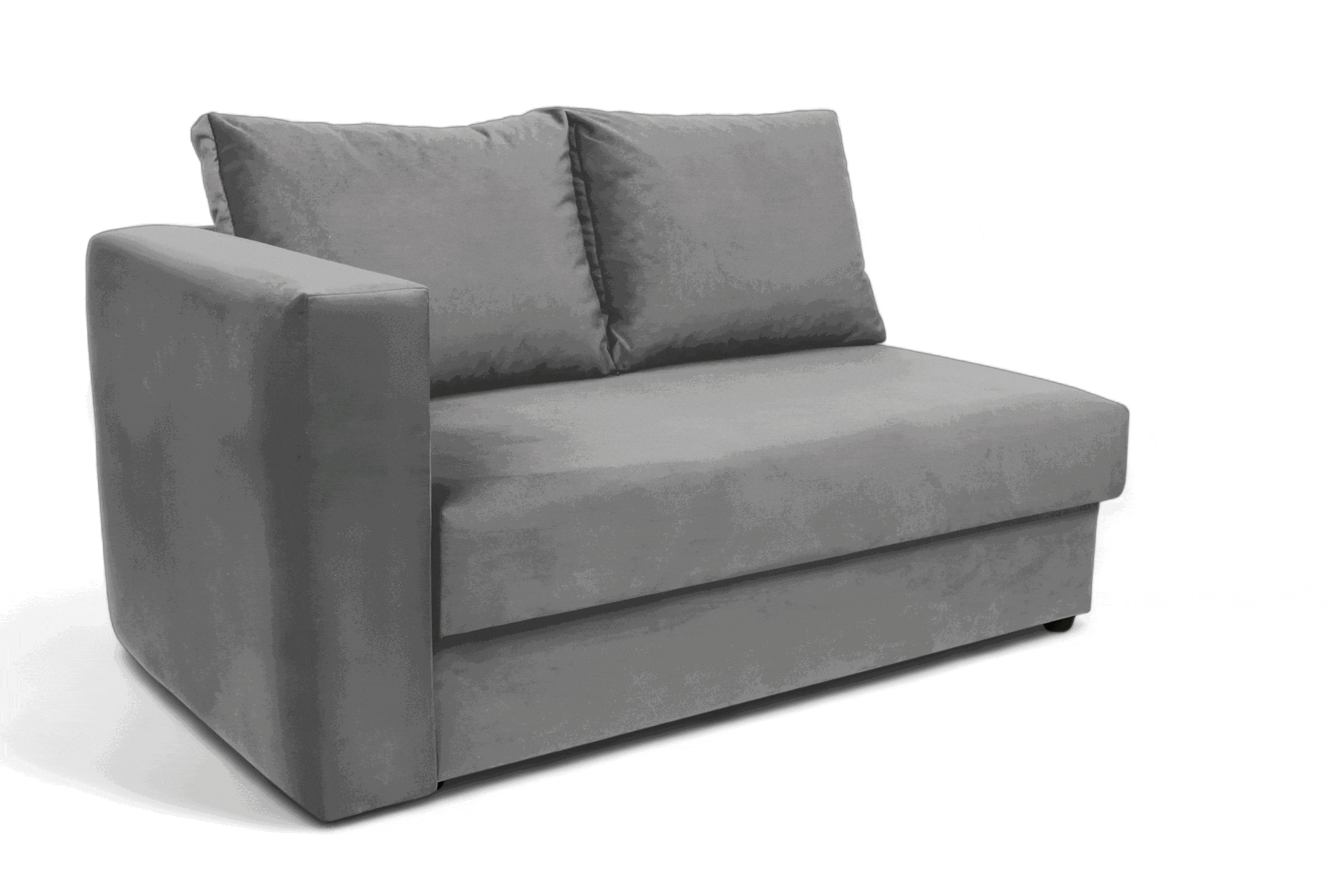 Váľanda Matej pravá 200x80 cm s úložným priestorom – sivý velúr Velluto 16 Detská pohovka/posteľ pravá strana rozkladany s úložným priestorom Maciek - šedý zamat Velluto 16