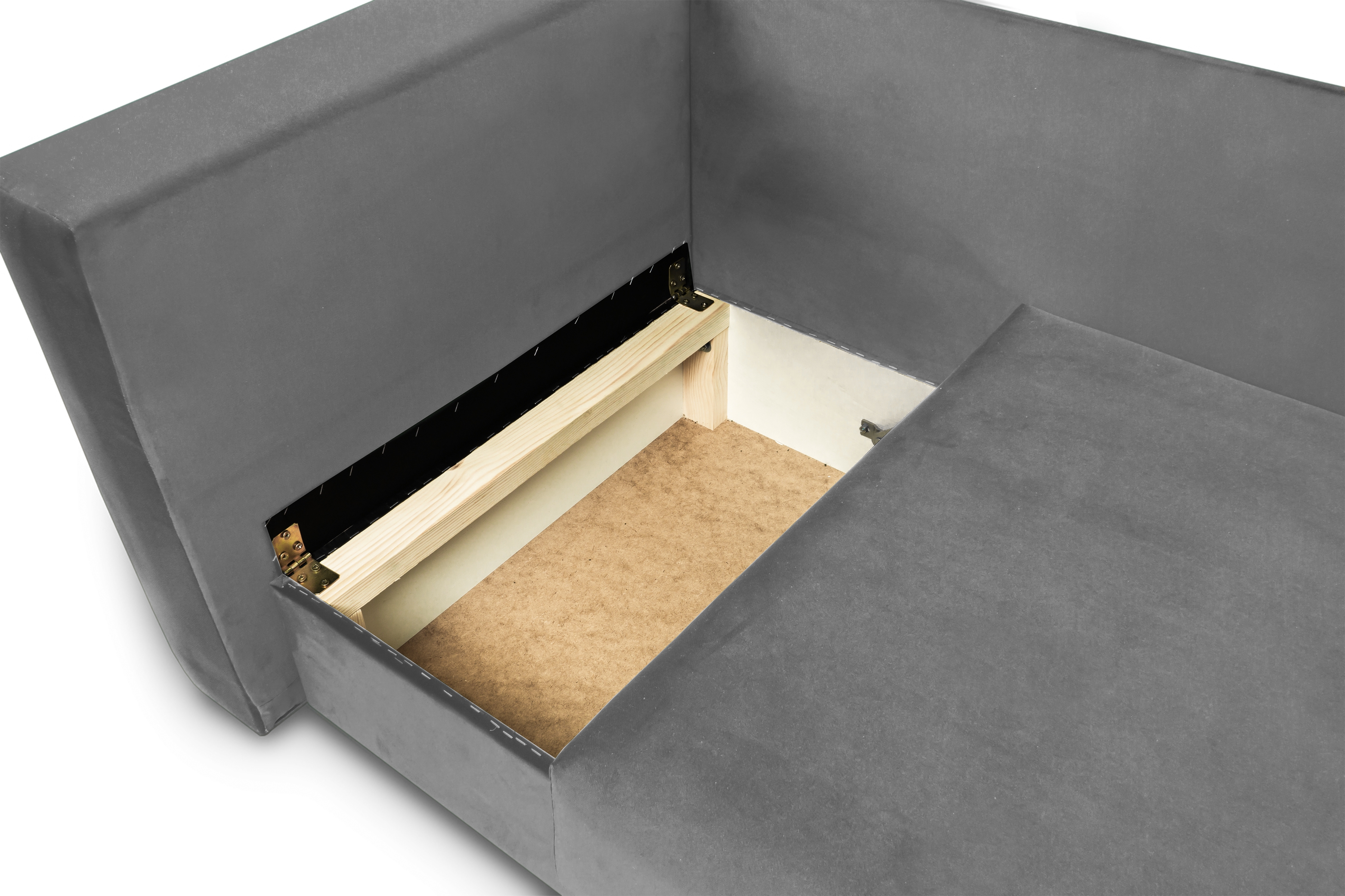 Váľanda Matej pravá 200x80 cm s úložným priestorom – sivý velúr Velluto 16 Detská pohovka/posteľ pravá strana rozkladany s úložným priestorom Maciek - šedý zamat Velluto 16