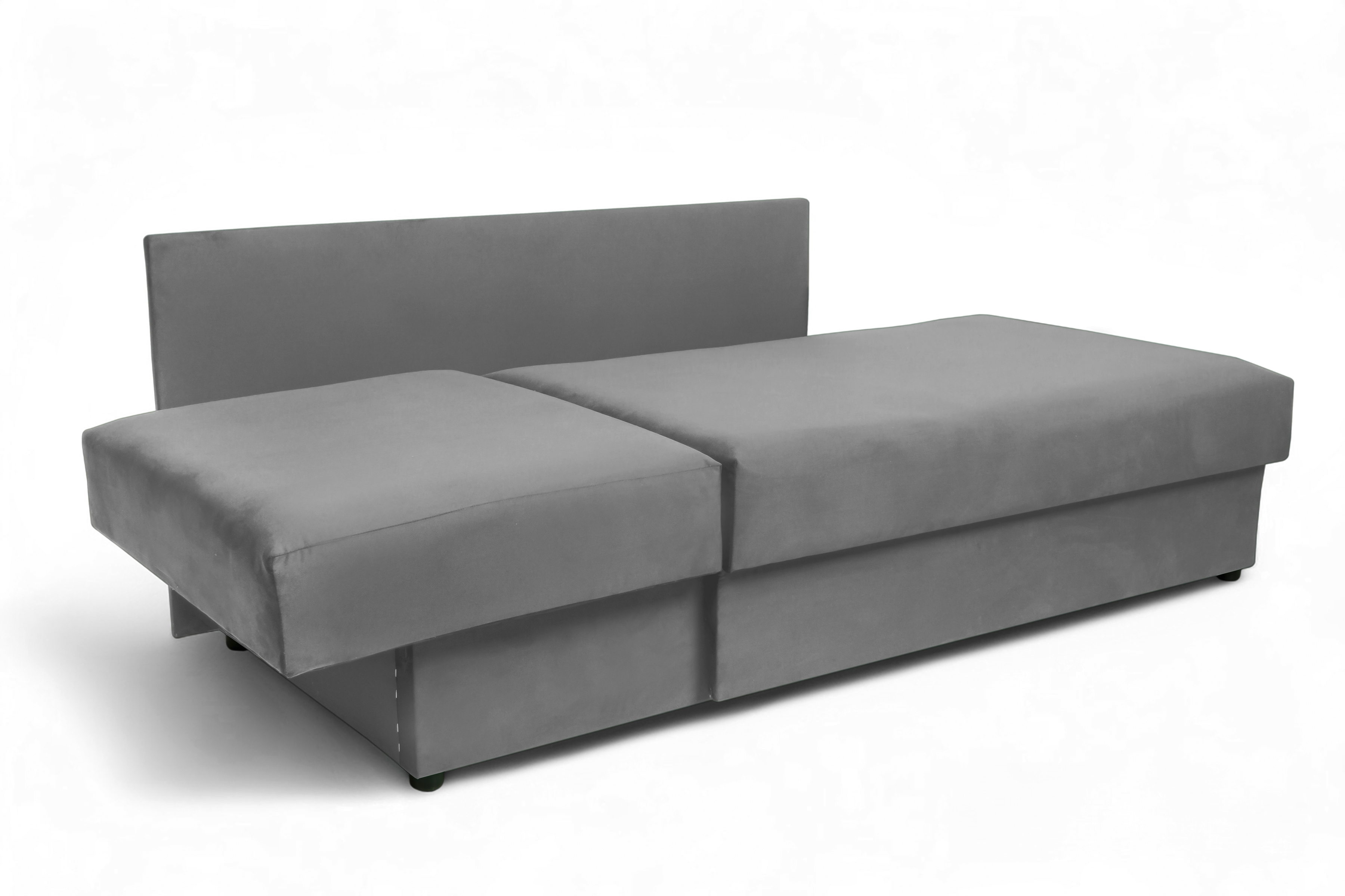 Váľanda Matej pravá 200x80 cm s úložným priestorom – sivý velúr Velluto 16 Detská pohovka/posteľ pravá strana rozkladany s úložným priestorom Maciek - šedý zamat Velluto 16