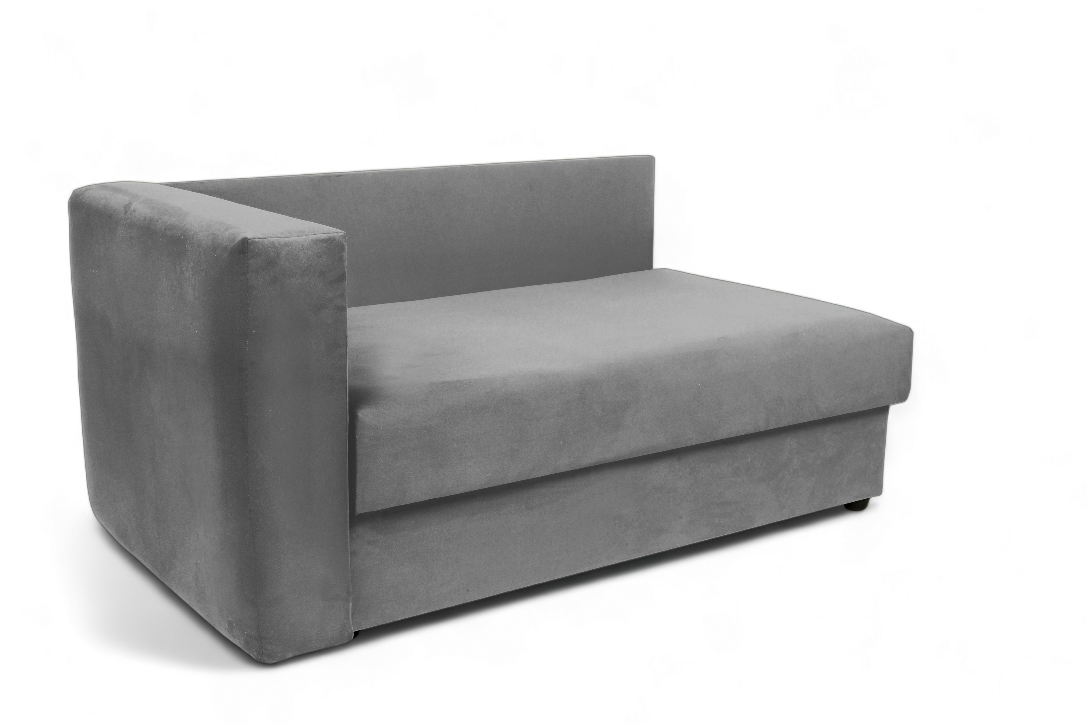 Váľanda Matej pravá 200x80 cm s úložným priestorom – sivý velúr Velluto 16 Detská pohovka/posteľ pravá strana rozkladany s úložným priestorom Maciek - šedý zamat Velluto 16