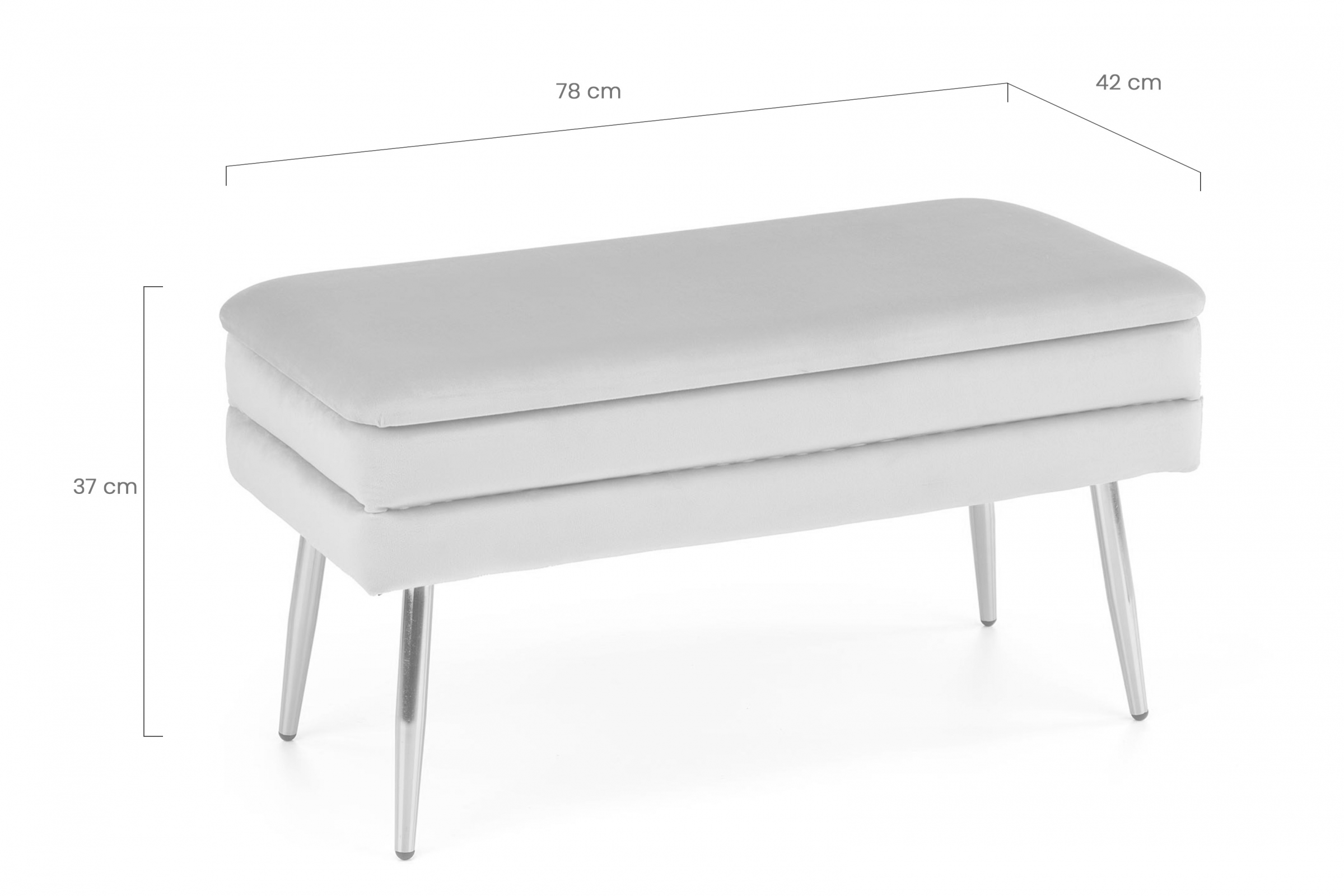 Čalouněná lavice Velva 78 cm - jasanový samet / zlaté nožky čalouněná lawka Velva s úložným prostorem i metalowymi nogami 37 cm - popelavá / zlatá