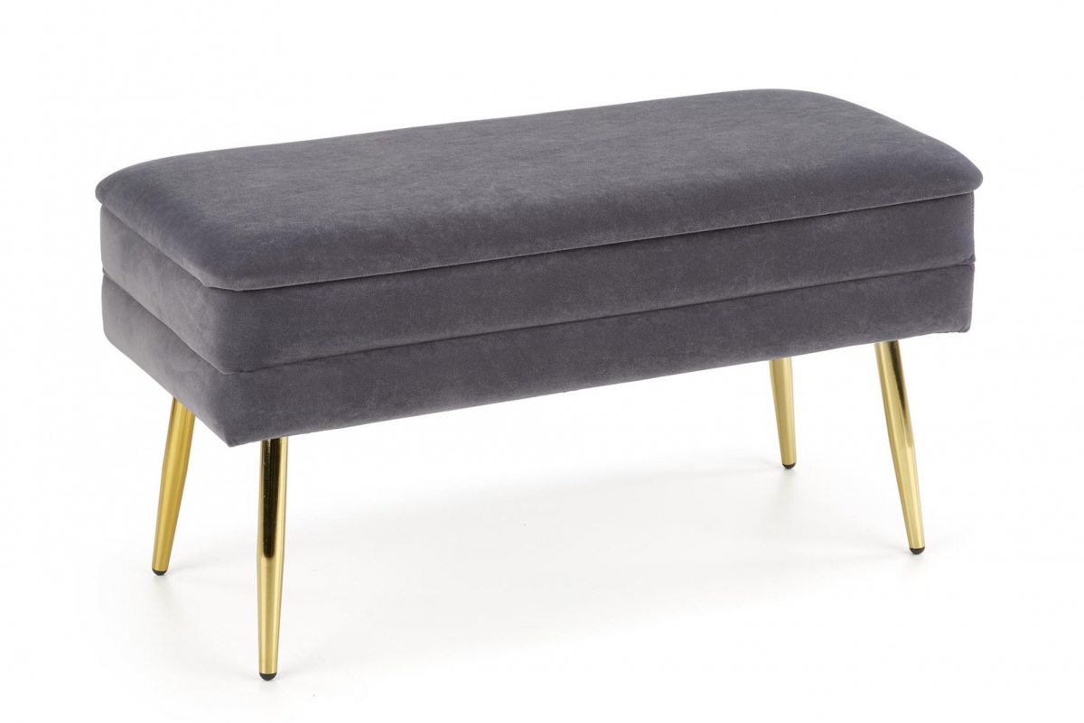 Čalouněná lavice Velva 78 cm - jasanový samet / zlaté nožky čalouněná lawka Velva s úložným prostorem i metalowymi nogami 37 cm - popelavá / zlatá