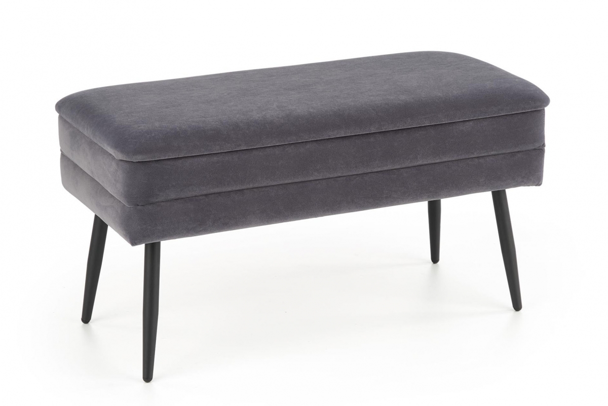 Čalouněná lavice Maroli 78 cm - jasanový samet / černé nožky čalouněná lawka Velva s úložným prostorem i metalowymi nogami 78 cm - popelavá / černá
