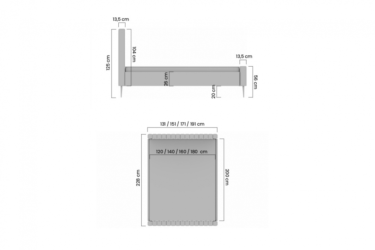 Čalouněná postel Nicole 120x200 - černé nožky čalouněné Postel pro ložnice Nicole - 120x200, Nohy černá