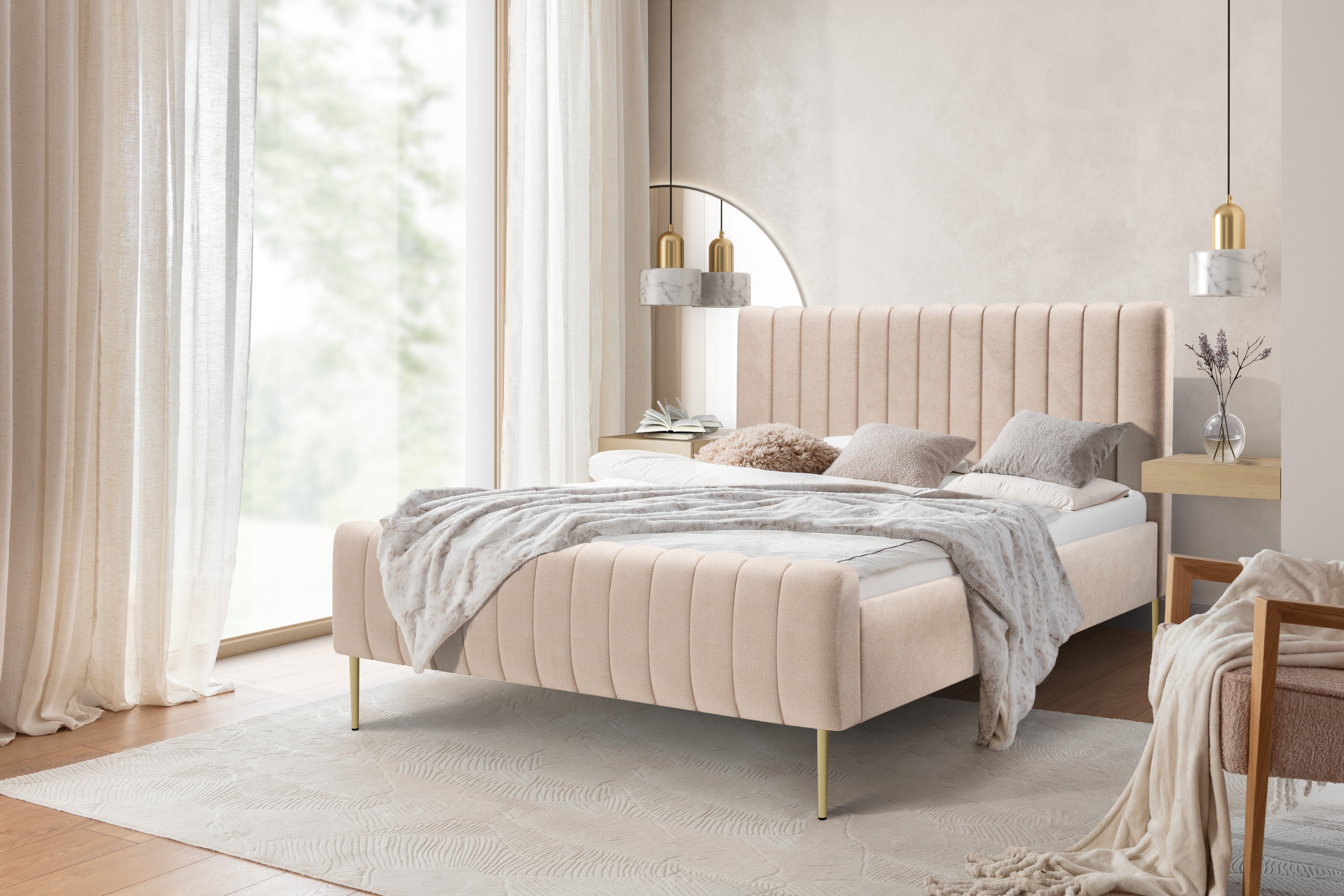 Čalúnená posteľ Nicole 160x200 cm - Salvador 2 / zlaté nožičky čalouněné posteľ do  spálňa  Nicole - 160x200, Salvador (SIC) 2/nožičky zlote