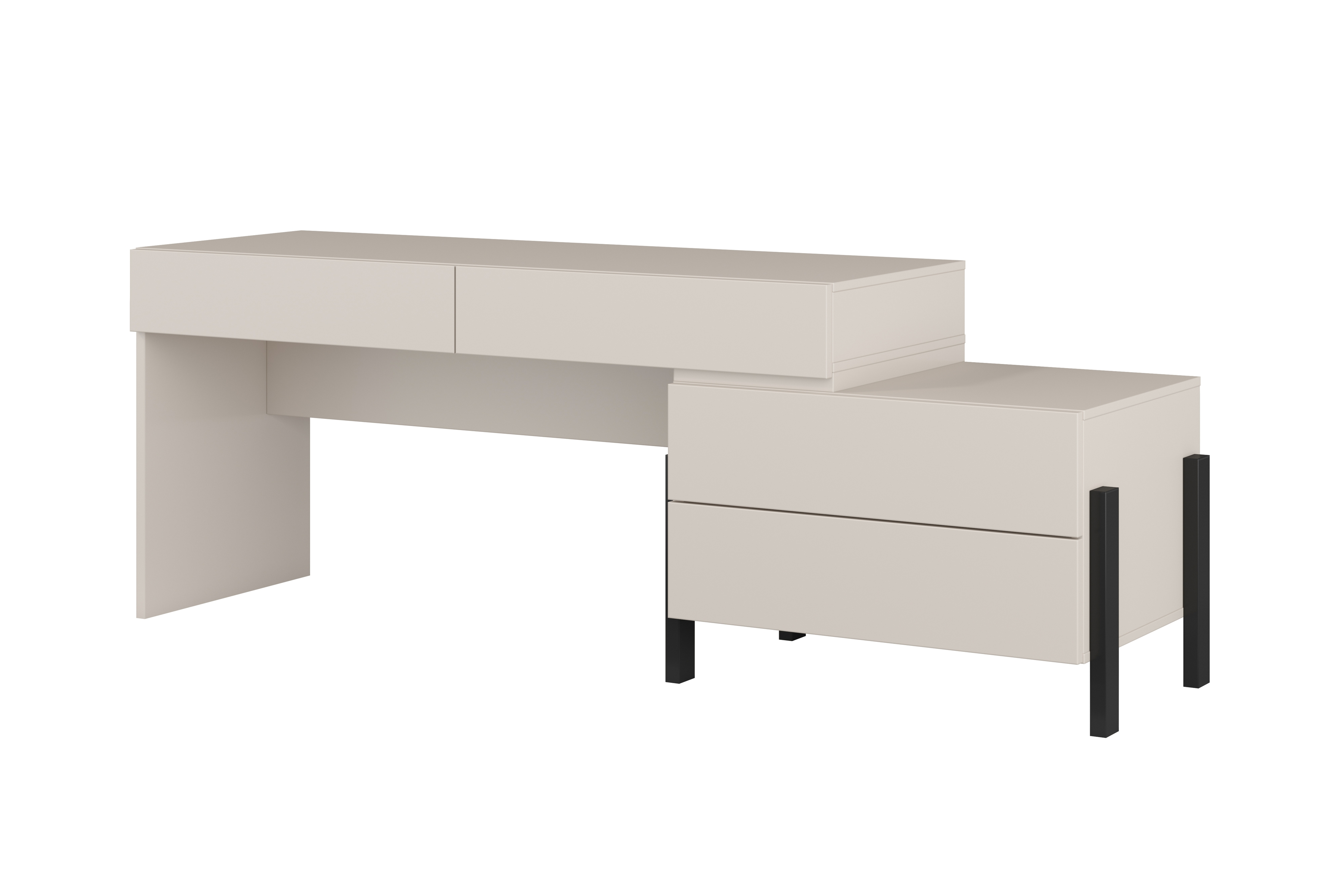 Toaletní stolek / psací stůl Jukon 143 cm se zásuvkami - kašmírová / černé nožky Toaletní stolek Jukon 143 cm se zásuvkami - kašmír / černé nožičky