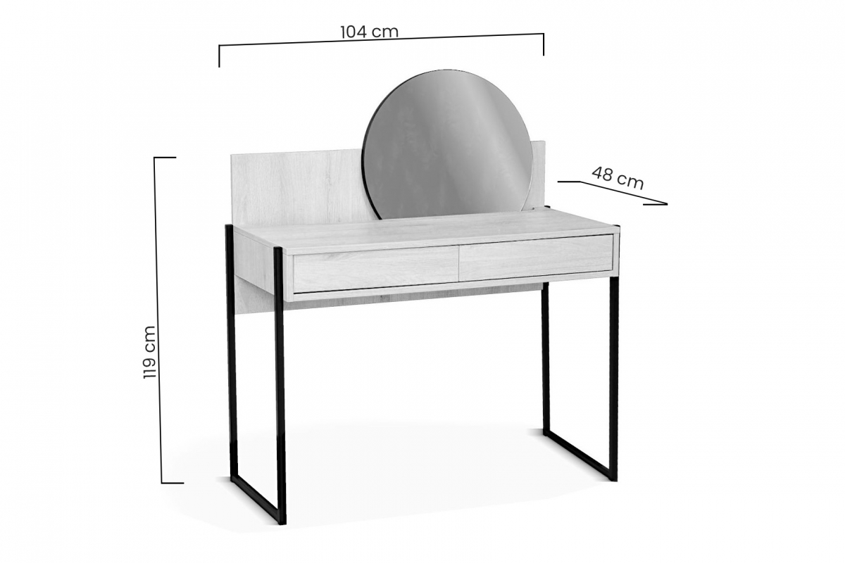 Toaletný Stolík Loft so zásuvkami i zrkadlom 104 cm - Dub lorenzo Toaletný Stolík Loft so zásuvkami i zrkadlom 104 cm - Dub lorenzo