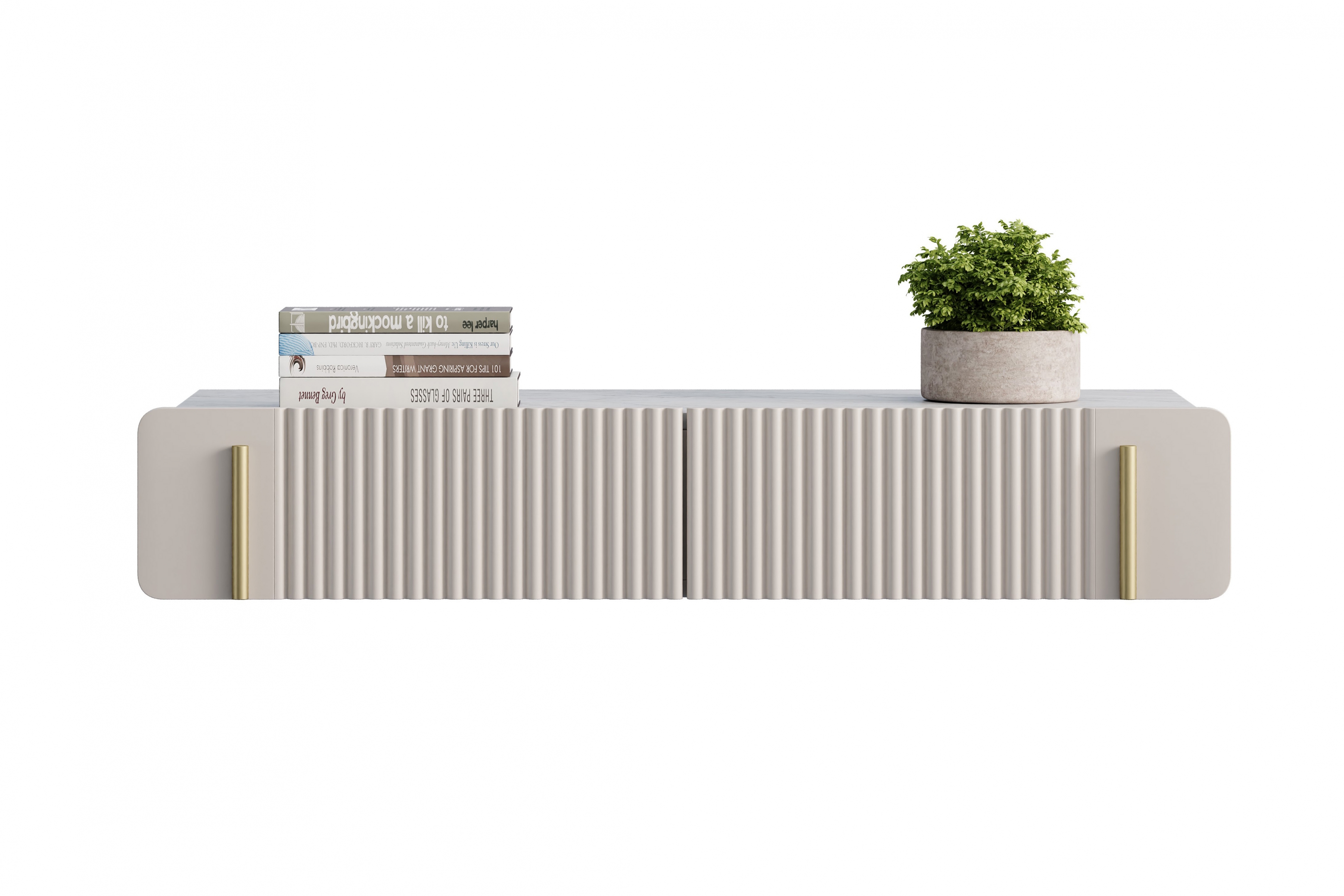 Závěsný toaletní stolek Malmi 100 cm - kašmírová / crema bianca / zlatá Toaletní stolek Malmi 100 cm závěsná se zásuvkami - kašmír / crema bianca / zlatá