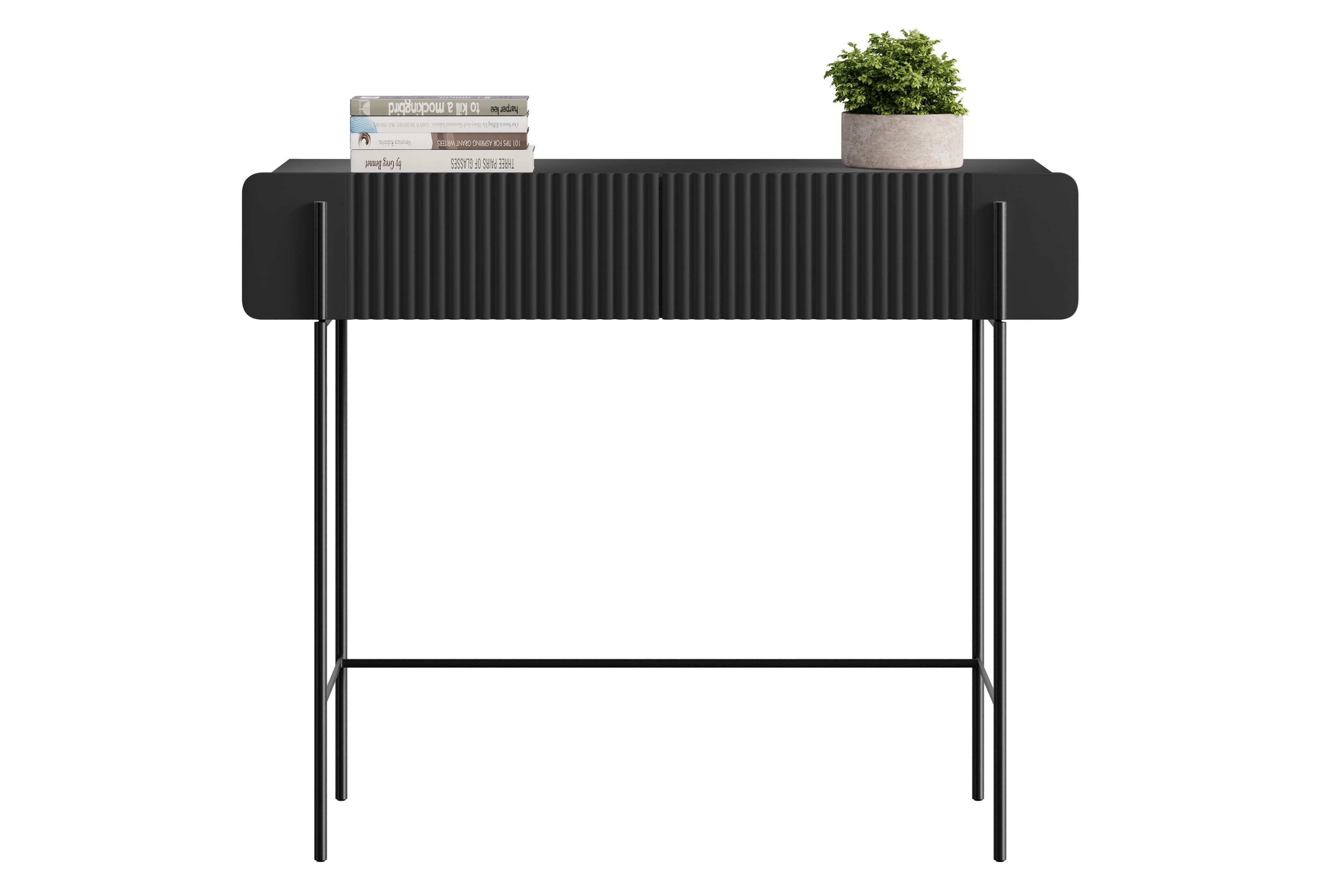 Toaletní stolek Malmi 100 cm se zásuvkami - černý mat / černé nožky Toaletní stolek Malmi 100 cm se zásuvkami - černá mat / černá nozki