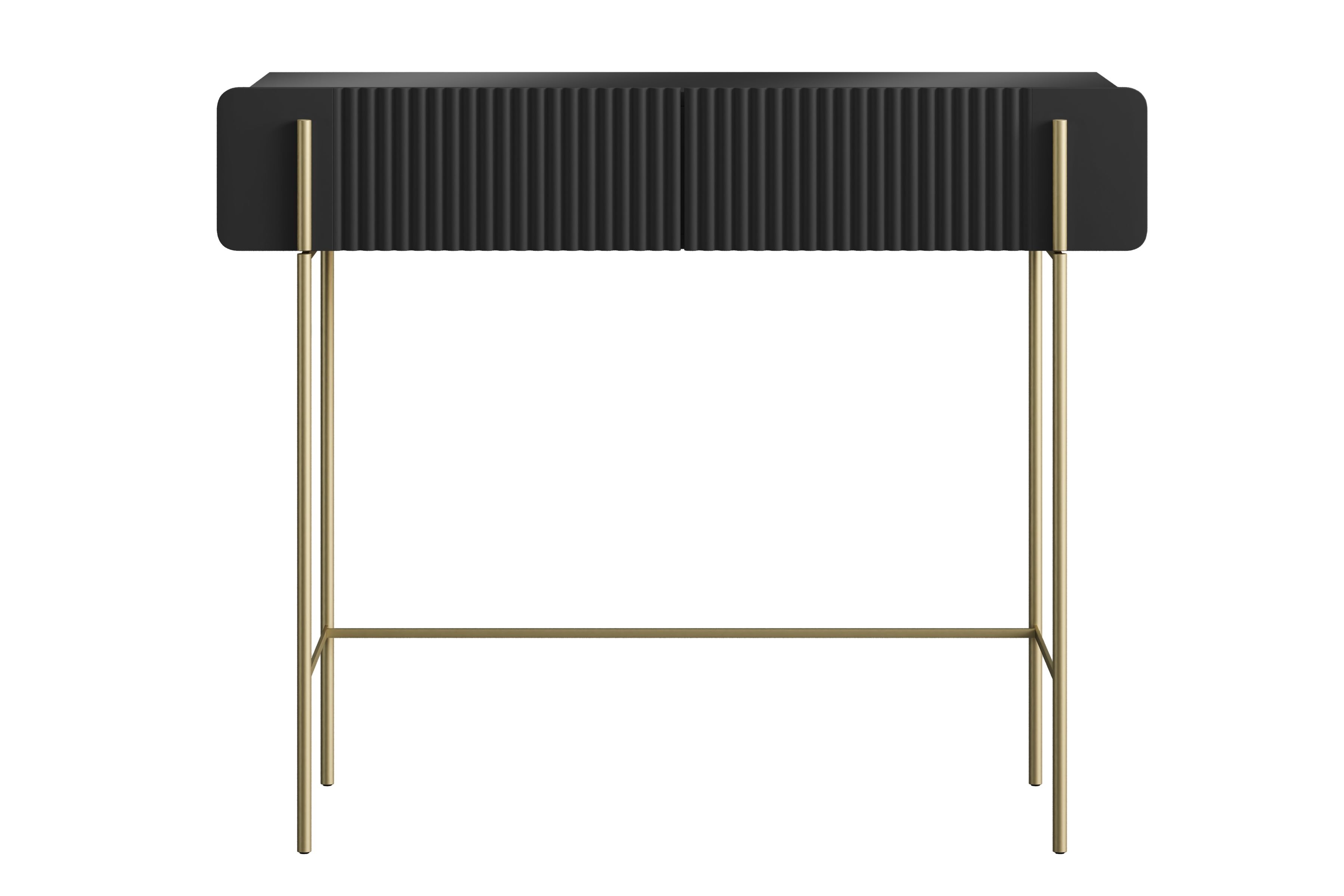 Toaletní stolek Malmi 100 cm se zásuvkami - černý mat / zlaté nožky Toaletní stolek Malmi 100 cm se zásuvkami - černá mat / zlote nozki