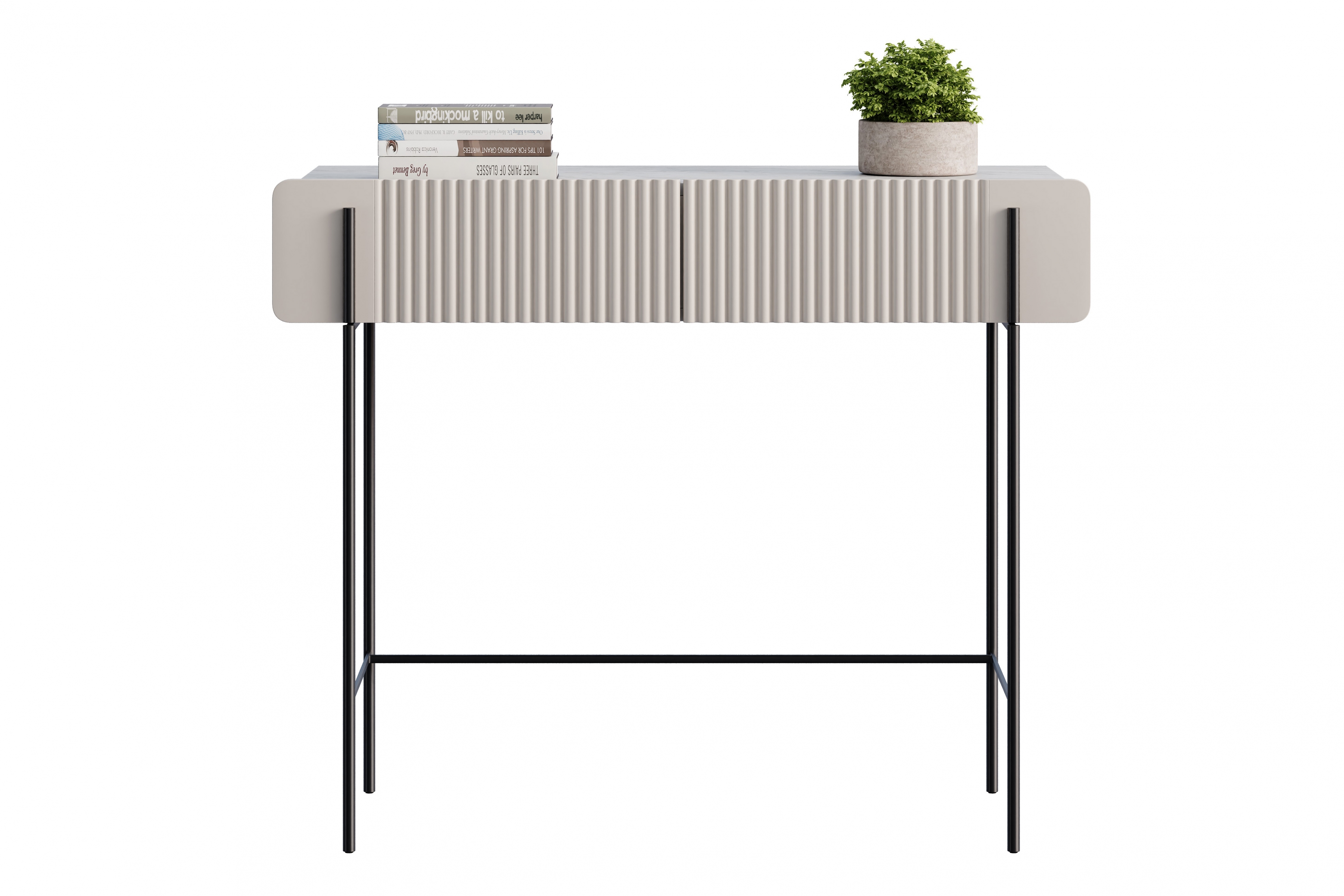 Toaletní stolek Malmi 100 cm - kašmírová / crema bianca / černé nožky Toaletní stolek Malmi 100 cm se zásuvkami - kašmír / crema bianca / černá nozki