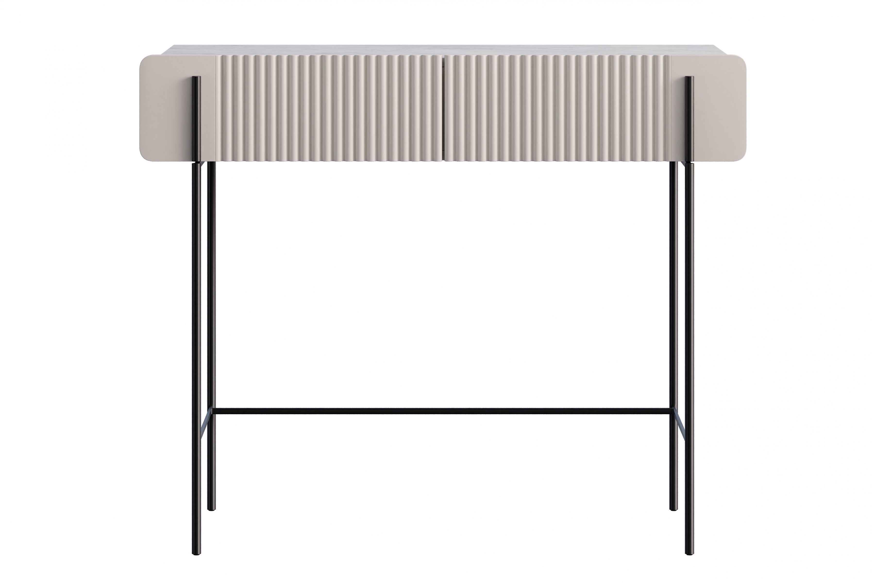 Toaletní stolek Malmi 100 cm - kašmírová / crema bianca / černé nožky Toaletní stolek Malmi 100 cm se zásuvkami - kašmír / crema bianca / černá nozki