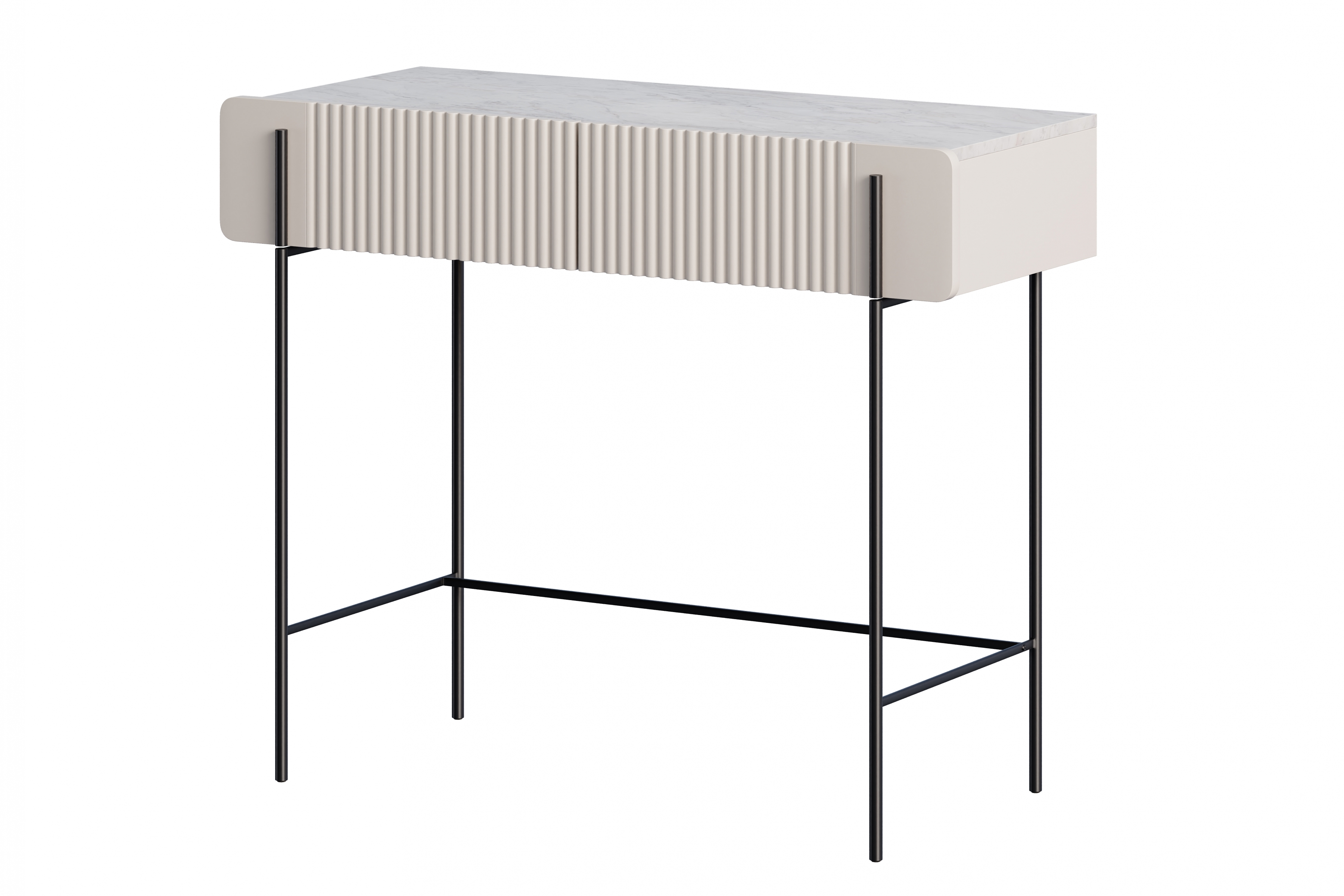 Toaletní stolek Malmi 100 cm - kašmírová / crema bianca / černé nožky Toaletní stolek Malmi 100 cm se zásuvkami - kašmír / crema bianca / černá nozki