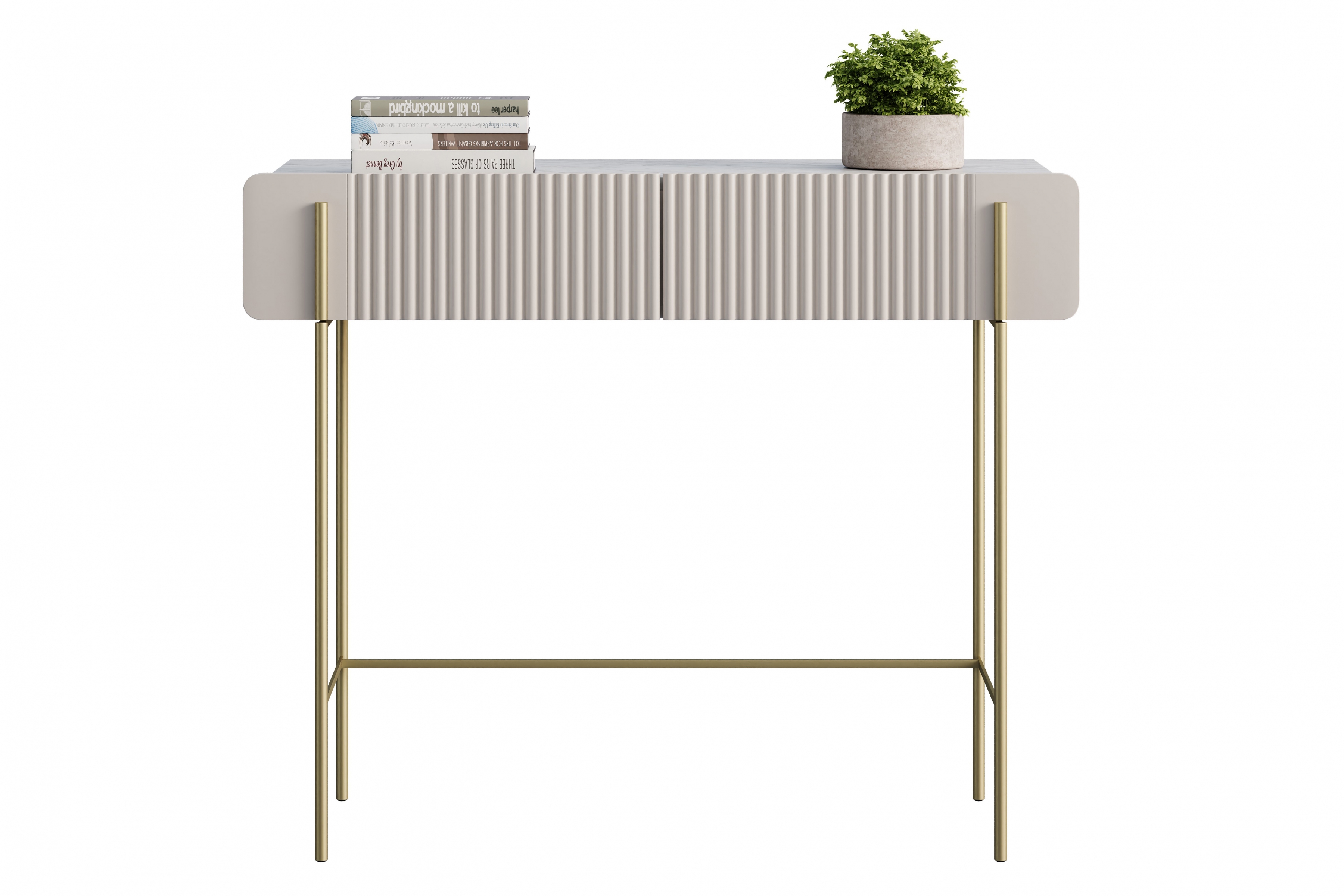 Toaletní stolek Malmi 100 cm - kašmírová / crema bianca / zlaté nožky Toaletní stolek Malmi 100 cm se zásuvkami - kašmír / crema bianca / zlote nozki