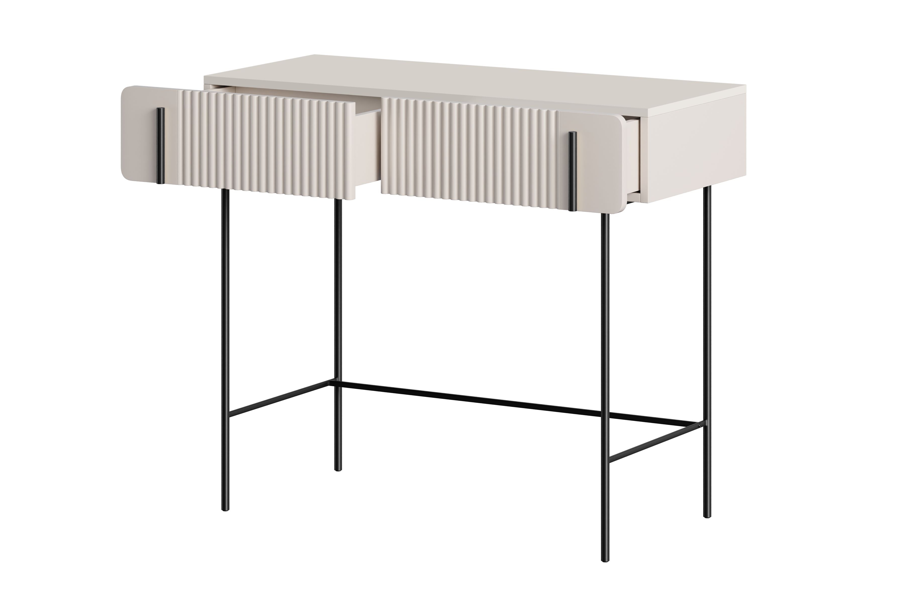 Toaletný stolík Malmi 100 cm - kašmírová / čierna Toaletný stolík Malmi 100 cm so zásuvkami - kašmír / čierny nozki