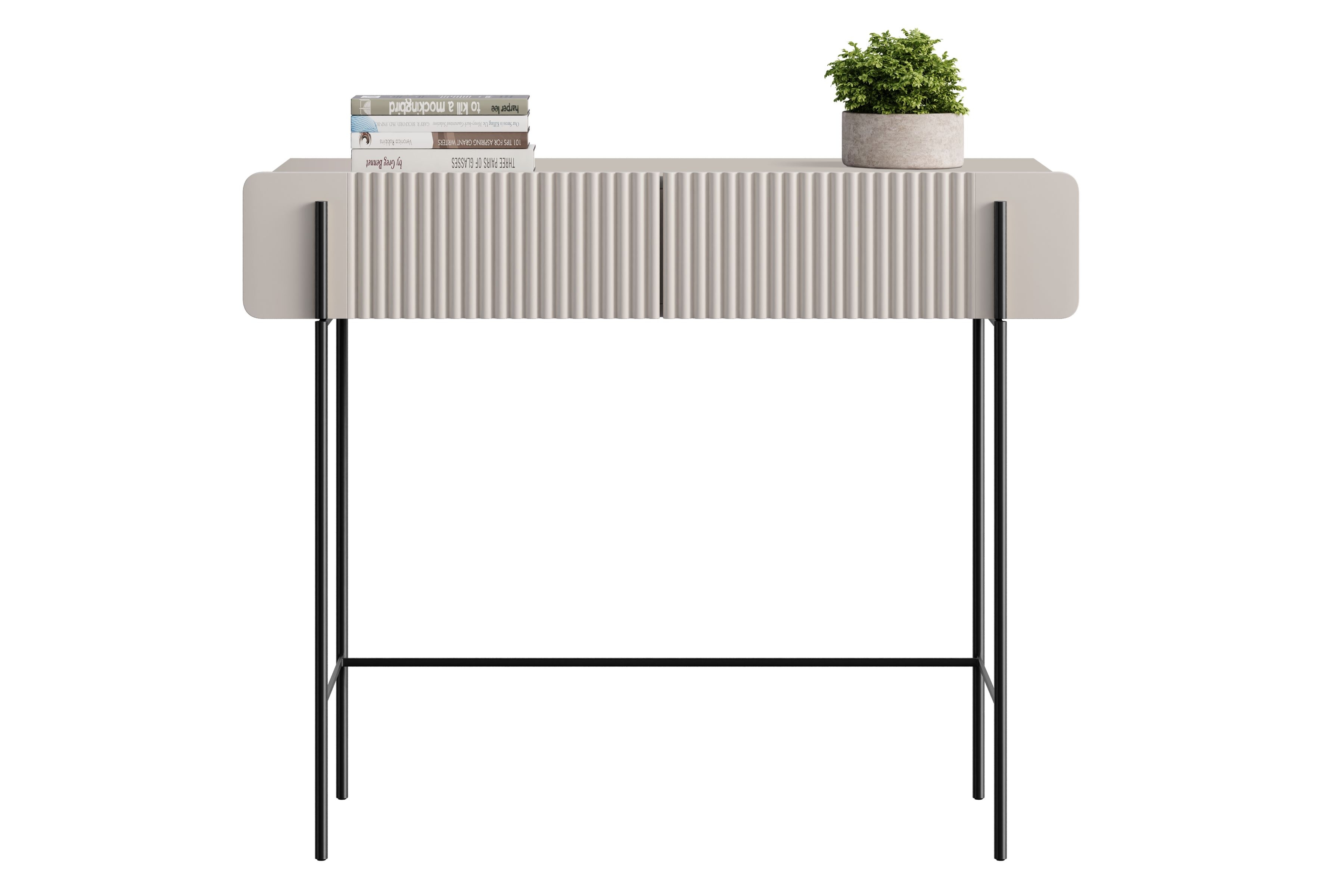 Toaletný stolík Malmi 100 cm - kašmírová / čierna Toaletný stolík Malmi 100 cm so zásuvkami - kašmír / čierny nozki