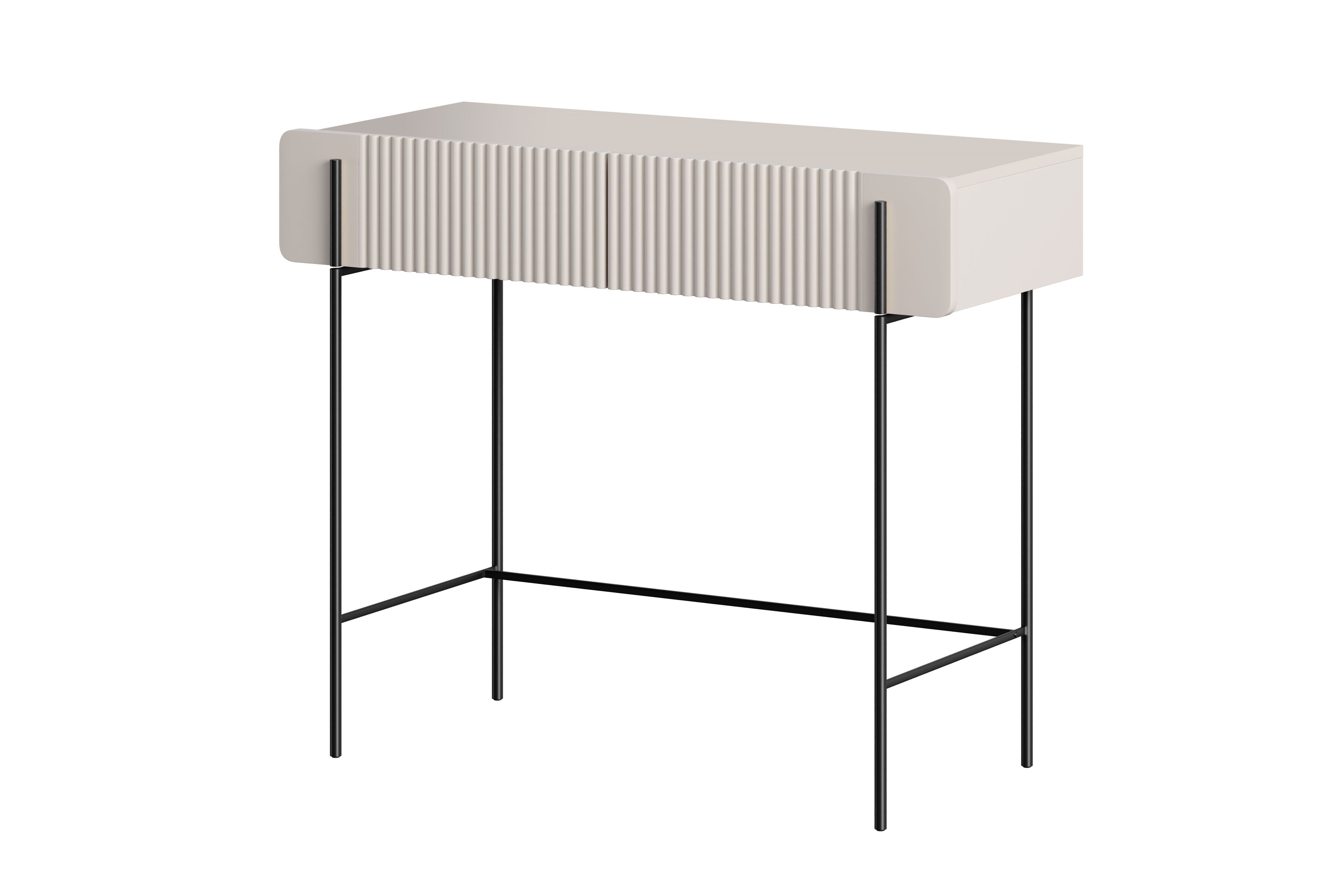 Toaletný stolík Malmi 100 cm - kašmírová / čierna Toaletný stolík Malmi 100 cm so zásuvkami - kašmír / čierny nozki