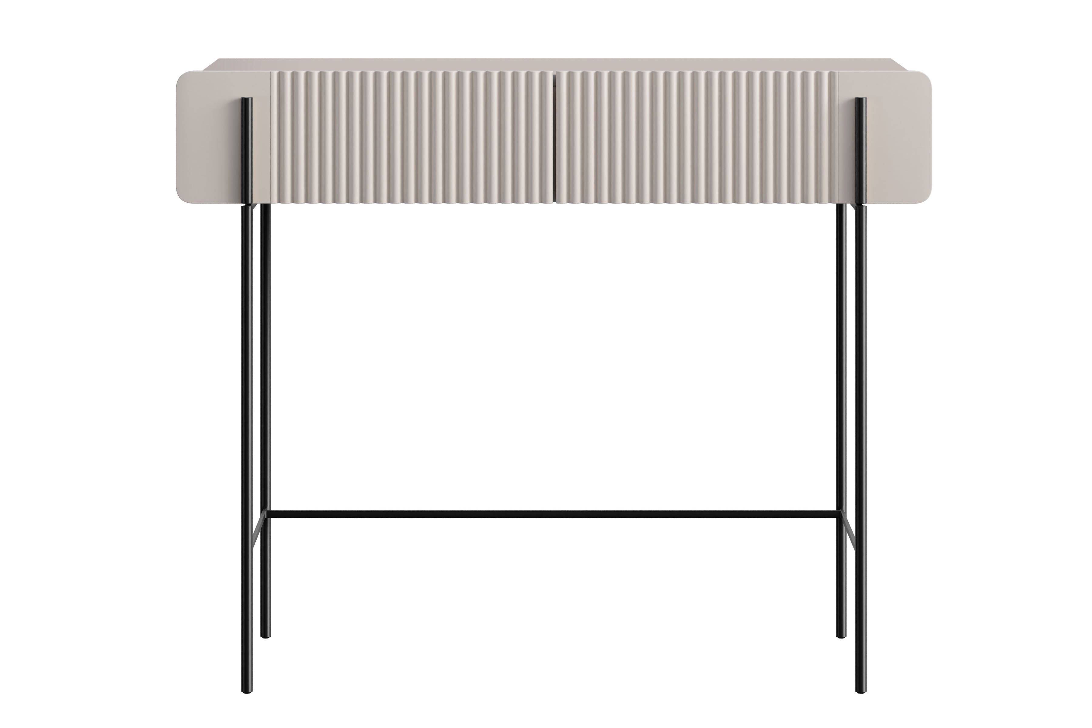 Toaletný stolík Malmi 100 cm - kašmírová / čierna Toaletný stolík Malmi 100 cm so zásuvkami - kašmír / čierny nozki